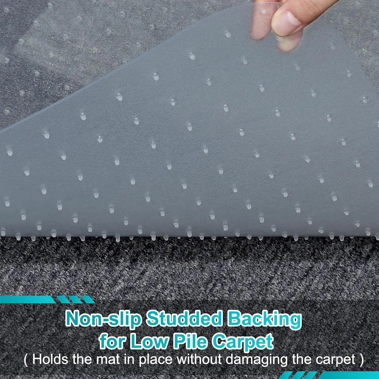 Clear LeapYouth heavy-duty carpet chair mat with non-slip backing, 48x36 inches, for protecting floors and easy rolling.