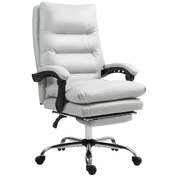 Vinsetto Microfibre Heated Massage Office Chair, Light Gray - detail view