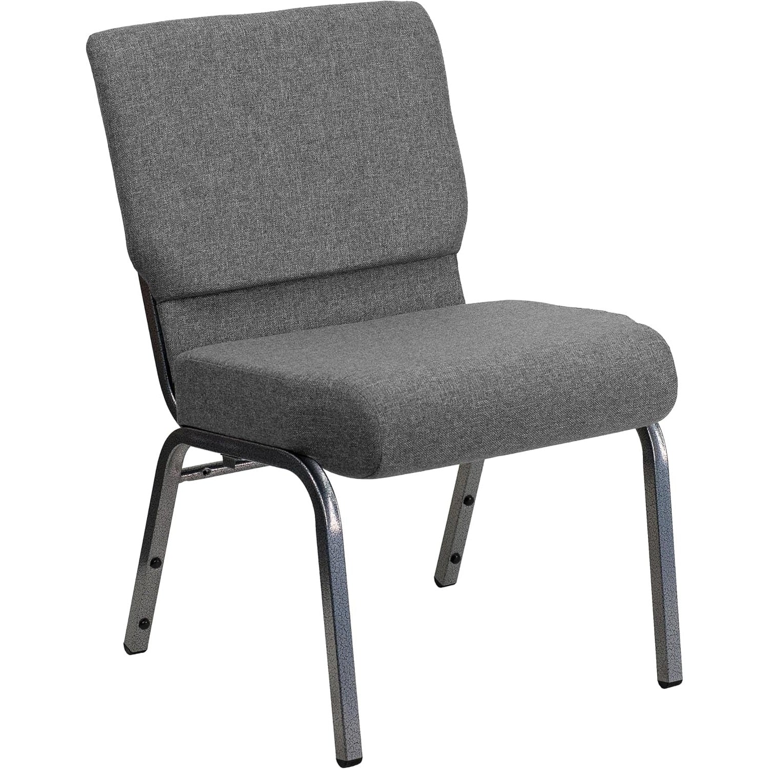 Flash Furniture HERCULES Series 21''W Stacking Church Chair in Gray Fabric - Silver Vein Frame by Limited lifetime frame - 2 yr parts.