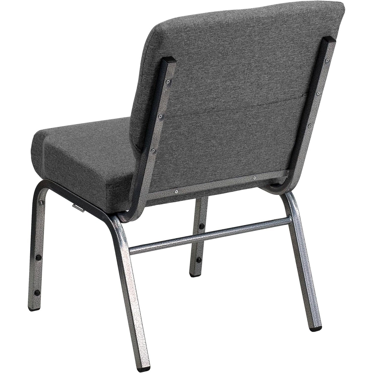 Gray fabric Hercules Series 21-inch stacking church chair with silver vein frame, suitable for all-day use, limited lifetime frame warranty