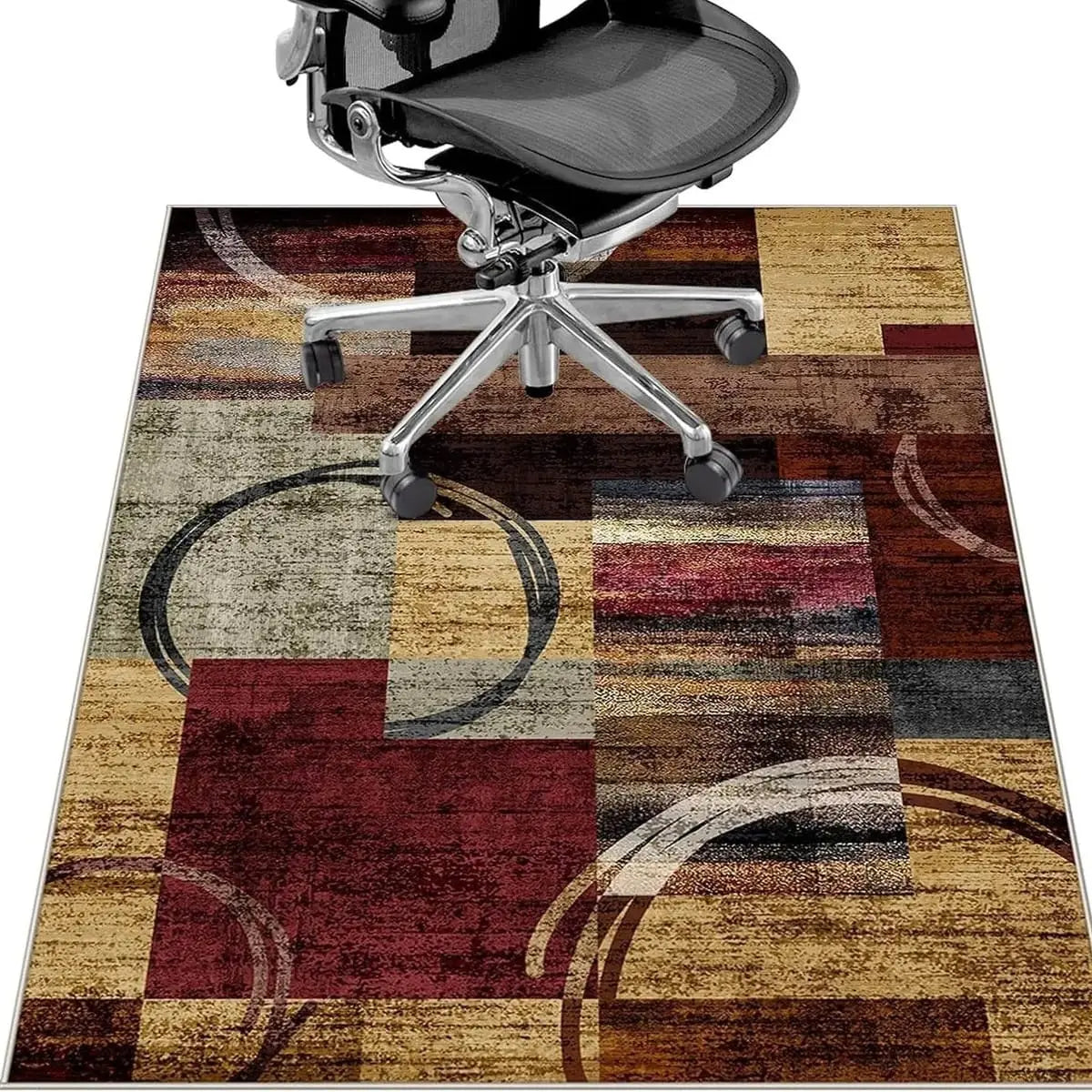 Lreedy black and blue heavy-duty office chair mat, non-slip surface for hardwood and tile floors, 36 x 48 inches