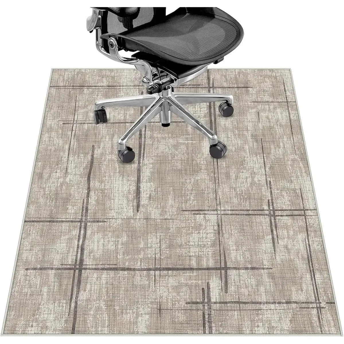 Lreedy black and blue heavy-duty office chair mat with non-slip surface for hardwood and tile floors, 36 x 48 inches.