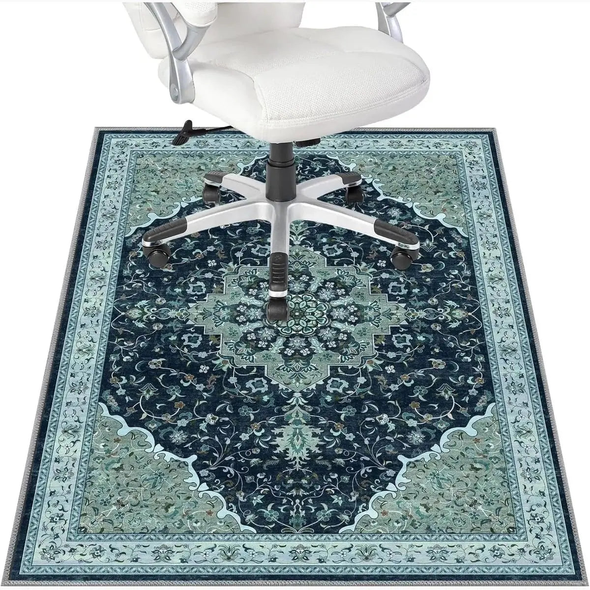 Lreedy black and blue heavy-duty office chair mat, non-slip surface, 36x48 inches for hardwood and tile floors