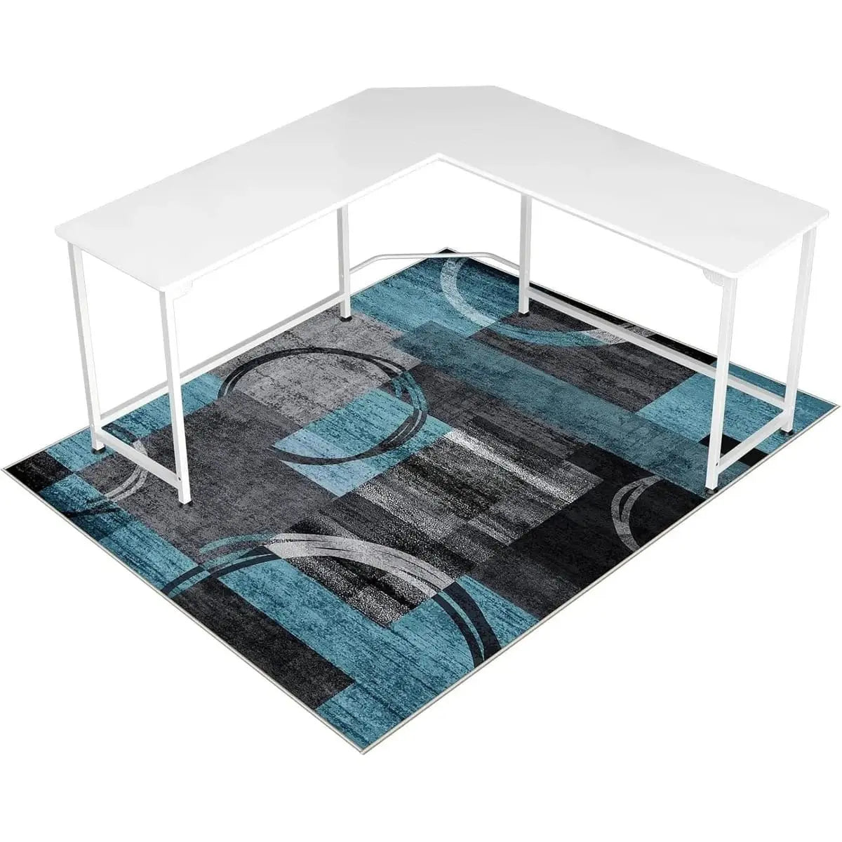 Lreedy black and blue heavy-duty office chair mat with non-slip backing for hardwood and tile floors, 36x48 inches