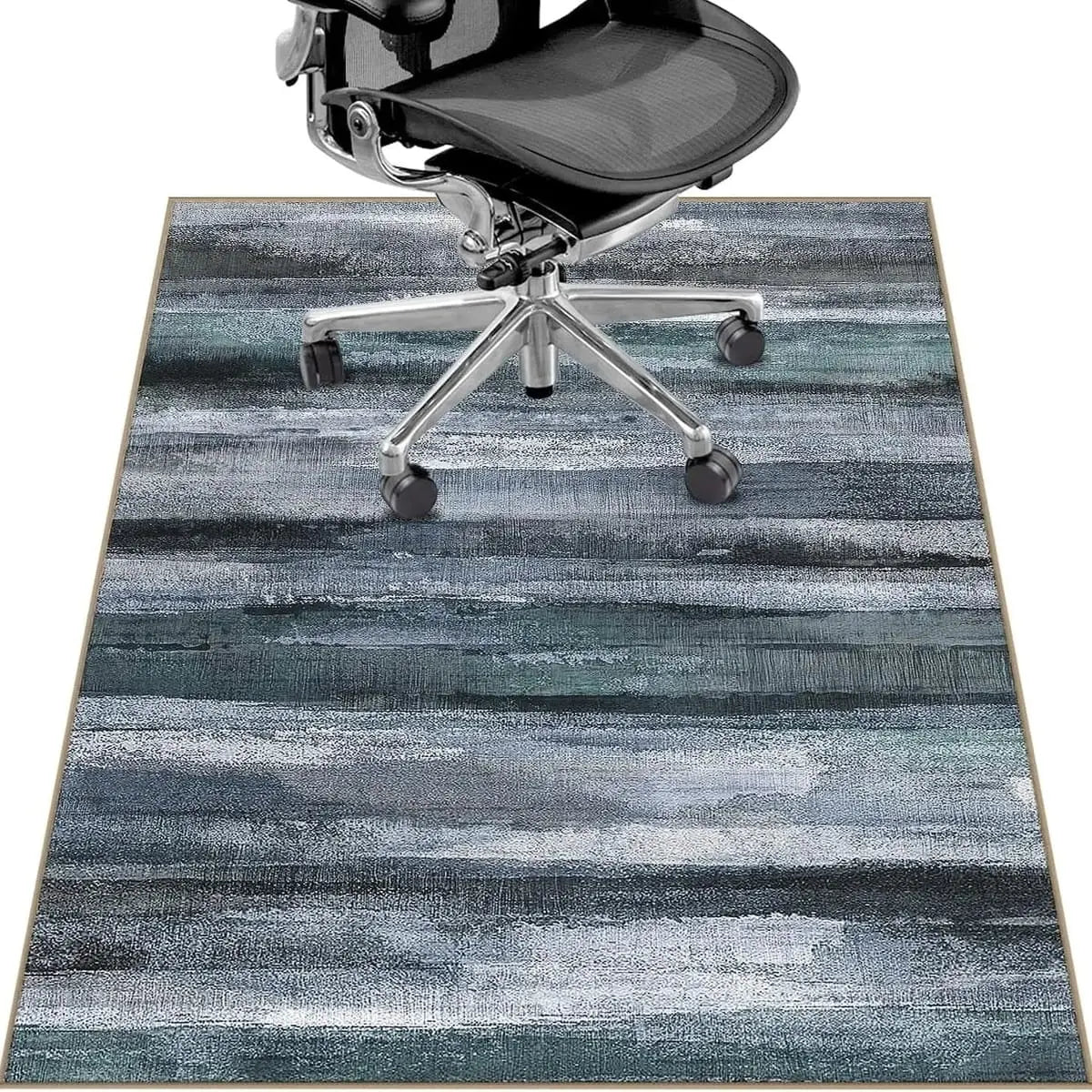 Lreedy black and blue heavy-duty office chair mat with non-slip surface, 36 x 48 inches, suitable for hardwood and tile floors