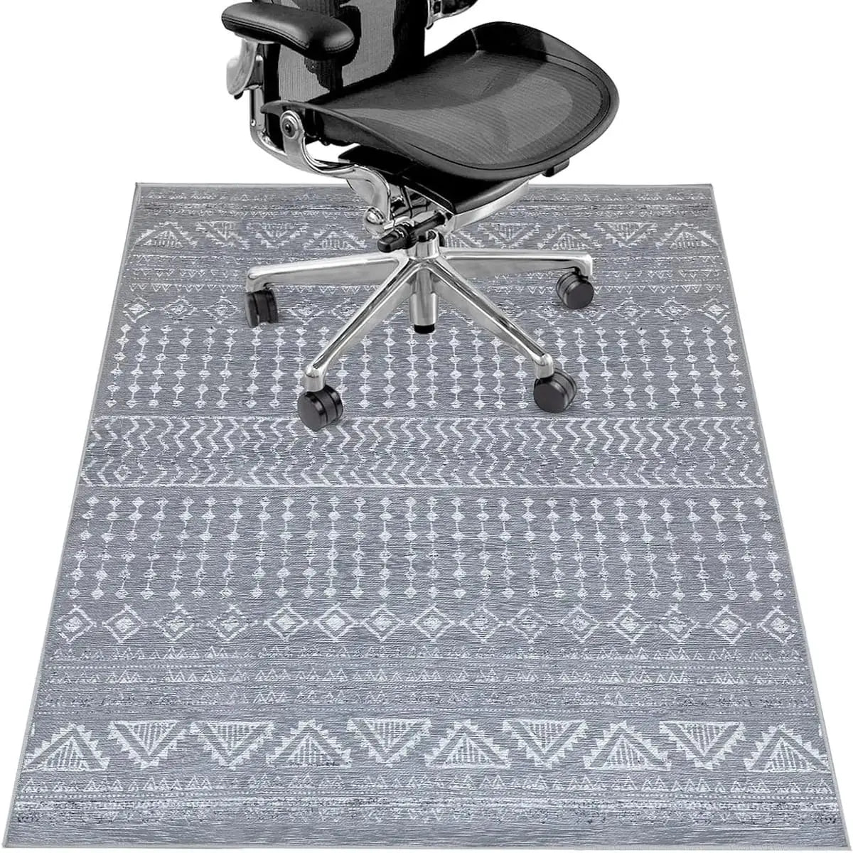 Lreedy black and blue heavy-duty office chair mat with non-slip surface for hardwood and tile floors, 36x48 inches