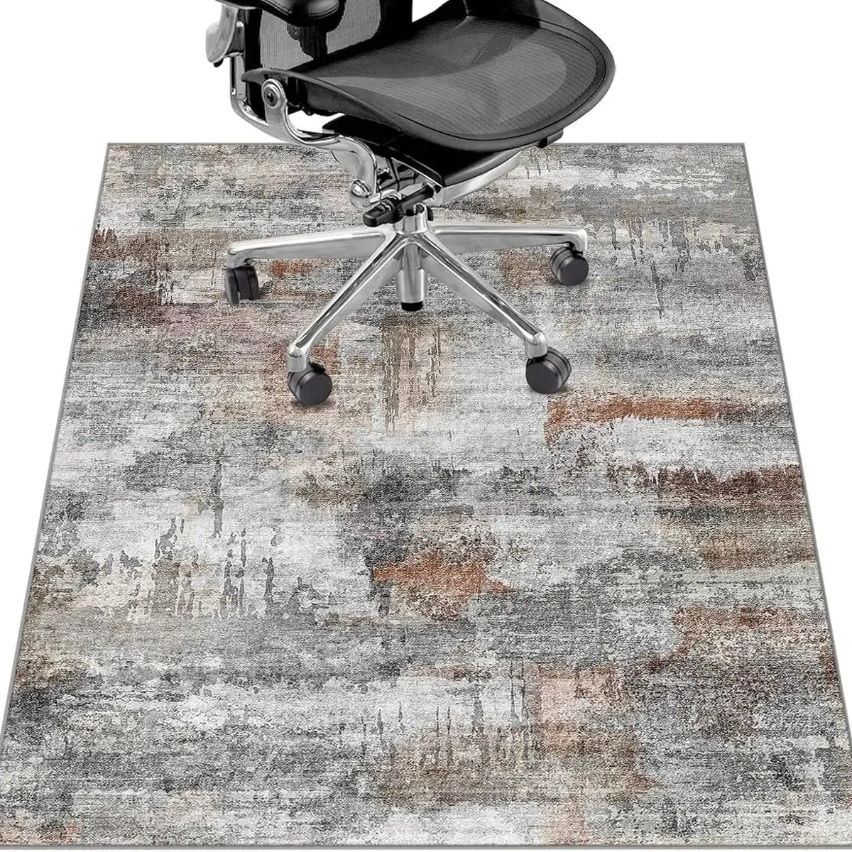 Lreedy black and blue heavy-duty office chair mat with non-slip surface for hardwood and tile floors, 36x48 inches