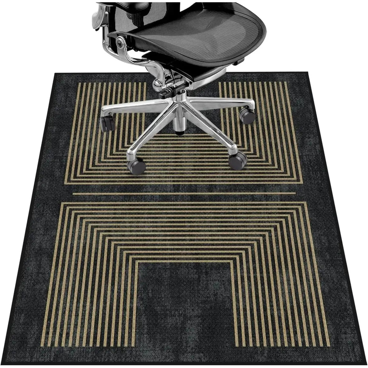 Lreedy black and blue heavy-duty office chair mat, non-slip surface for hardwood and tile floors, 36x48 inches