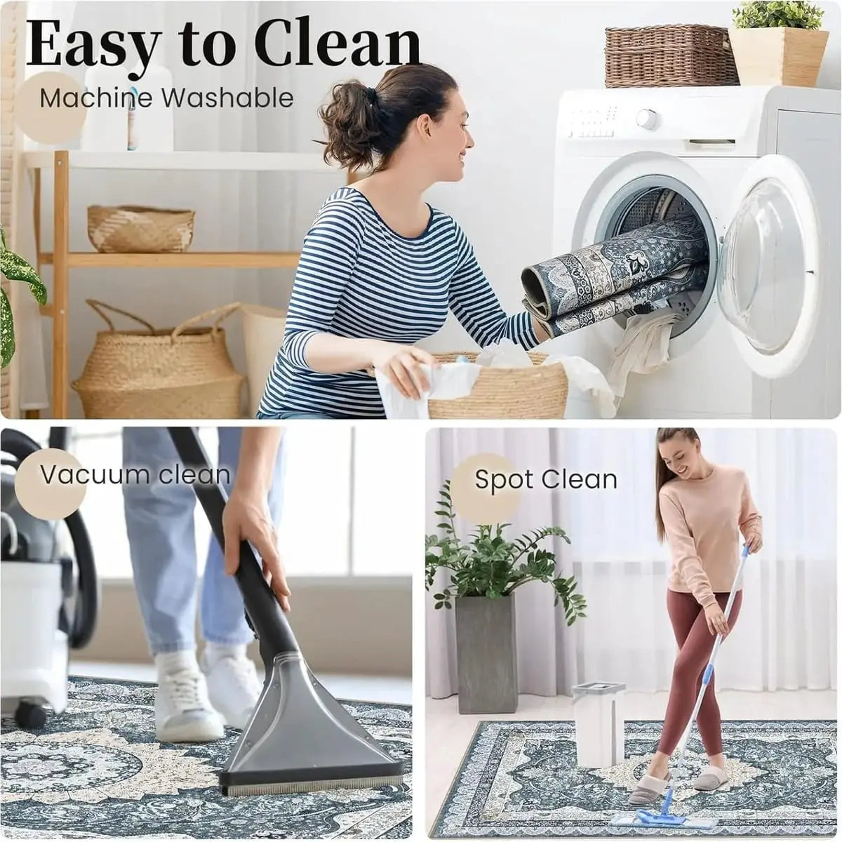 Lreedy office chair mat 48x60 inches, heavy-duty anti-slip design for hardwood and tile floors, blue square frame.