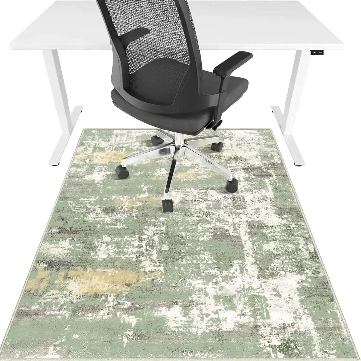 Lreedy office chair mat 48x60 inches with blue square frame, heavy-duty, anti-slip design for hardwood and tile floors