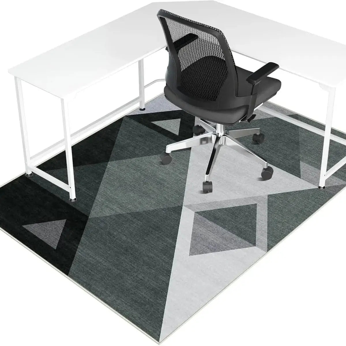 Lreedy office chair mat 48x60 inches, heavy-duty, anti-slip, blue, suitable for hardwood and tile floors, with a square frame design.