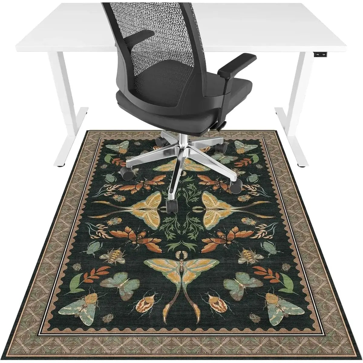 Lreedy office chair mat 48x60 inches, heavy-duty, anti-slip, blue, designed for hardwood and tile floors, with square frame.