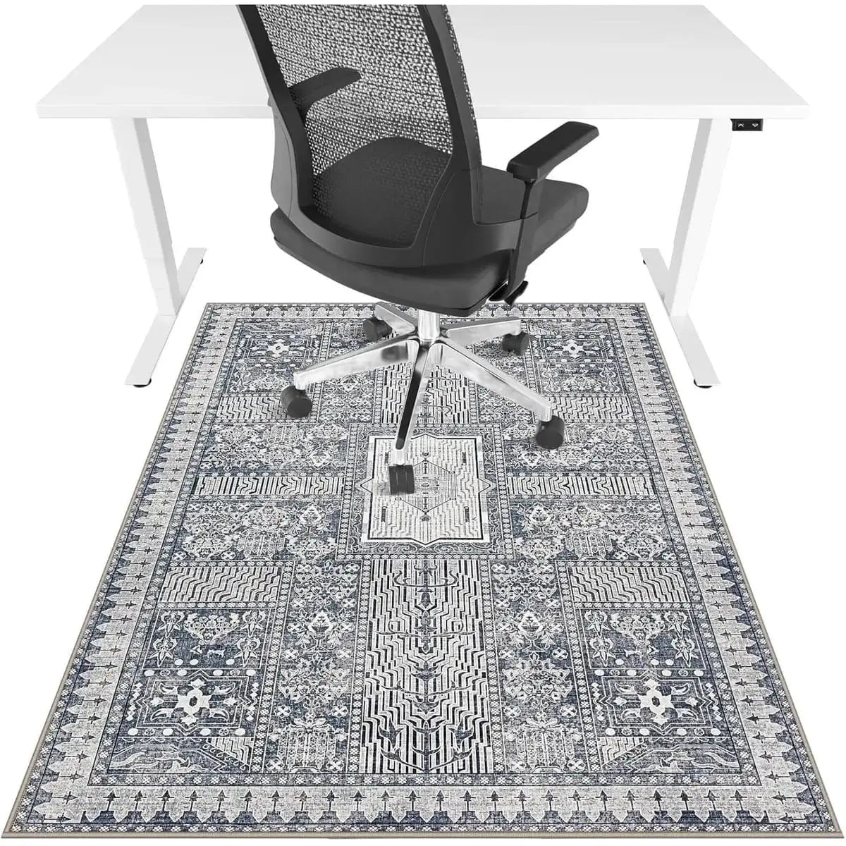 Lreedy office chair mat 48x60 inches, heavy-duty, anti-slip, blue, designed for hardwood and tile floors.