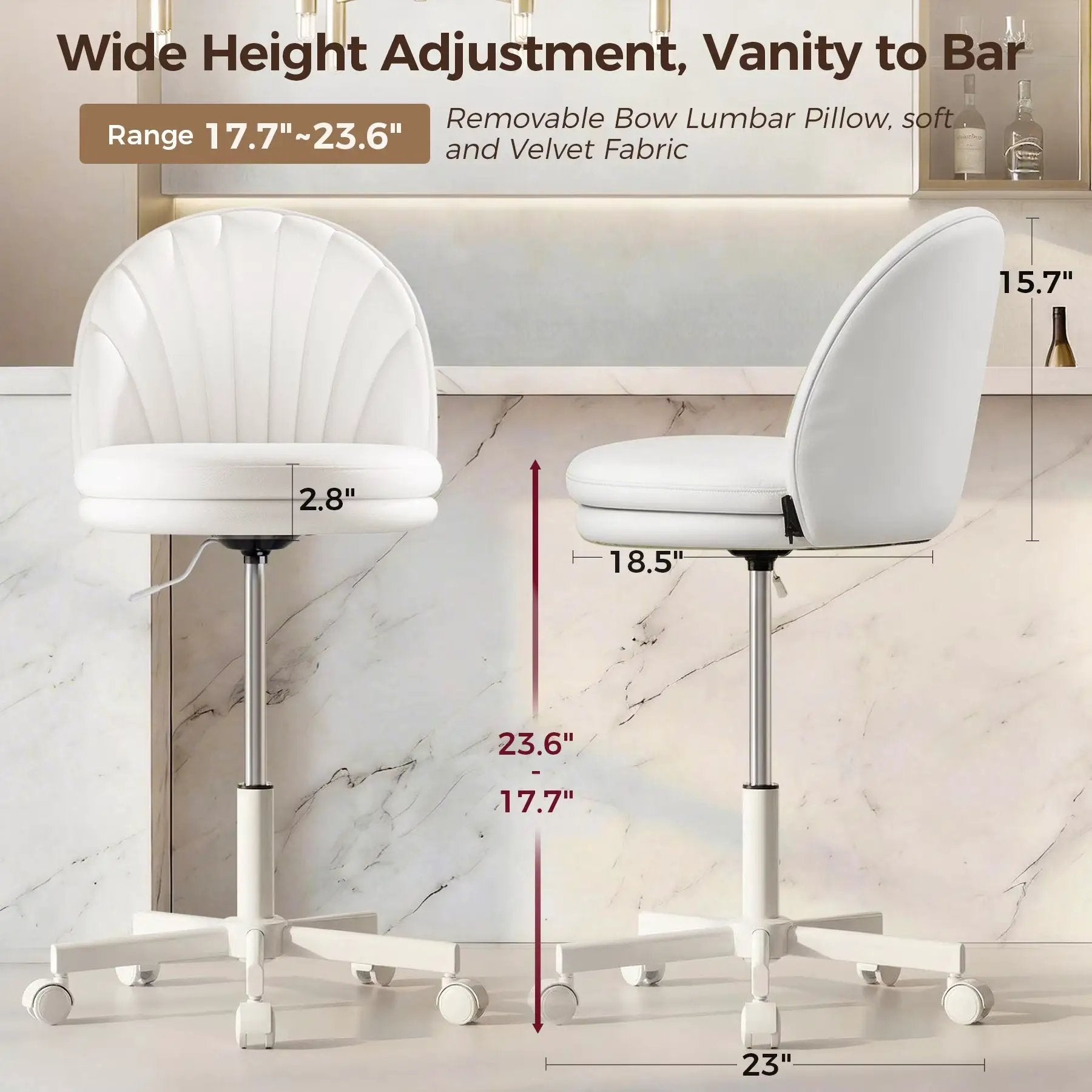 Lucklife luxurious shell-back office desk chair with adjustable height, made of PU leather, designed for home office comfort