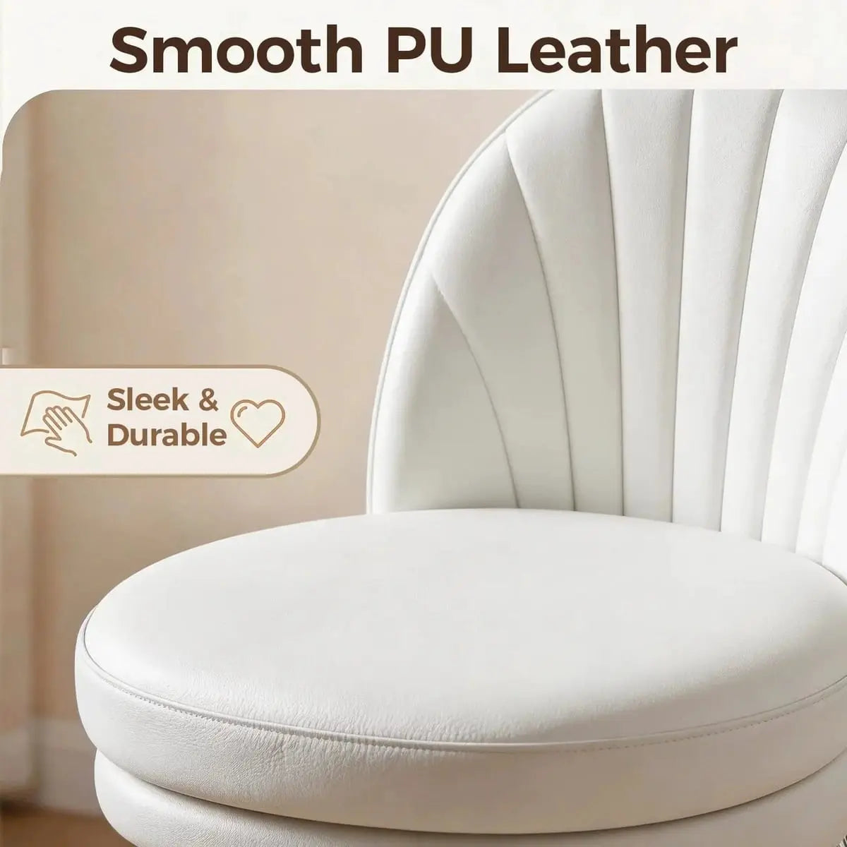 Lucklife luxurious shell-back office desk chair with adjustable height, upholstered in PU leather for professional home office comfort.