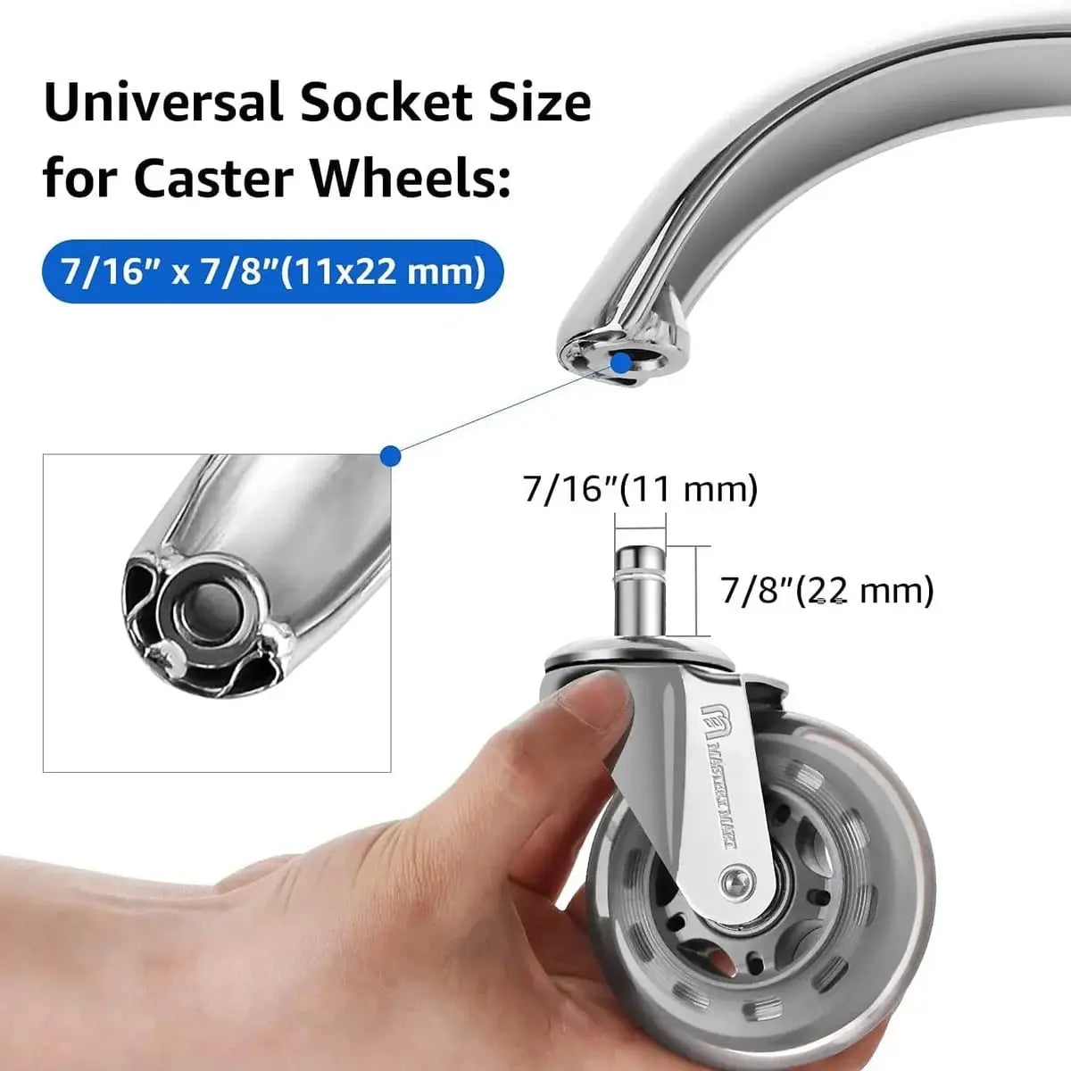 Heavy Duty Office Chair Base Replacement 2500lb Universal Silver Leg MASTERY MART