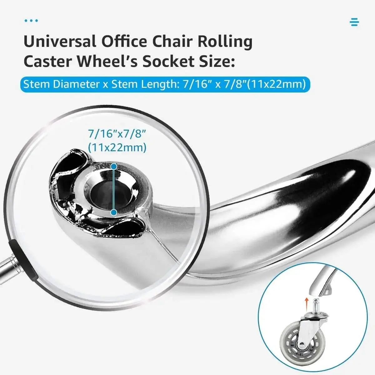 Heavy Duty Office Chair Base Replacement 2500lb Universal Silver Leg MASTERY MART