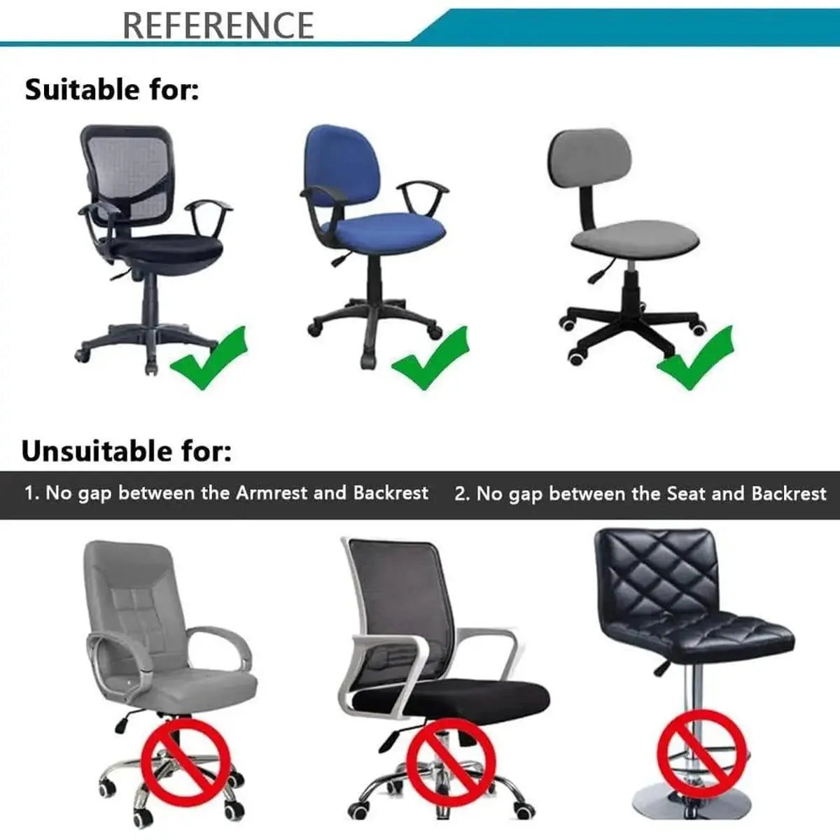Melaluxe stretchable universal office chair cover for small chairs, featuring a colorful, fitted fabric design.