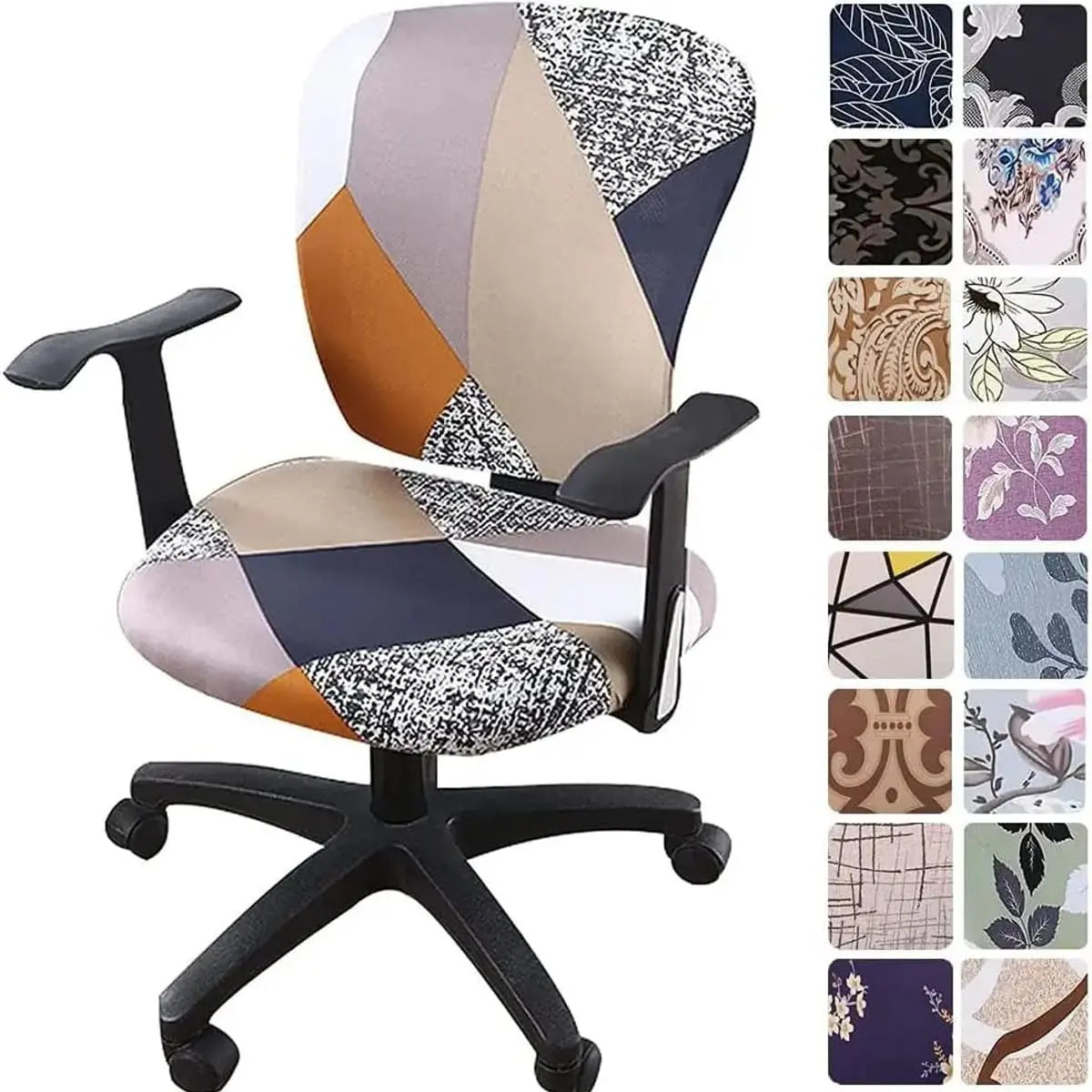 Stretchable Melaluxe universal office chair cover for small chairs, shown in a vibrant color, fits and protects small office chairs.