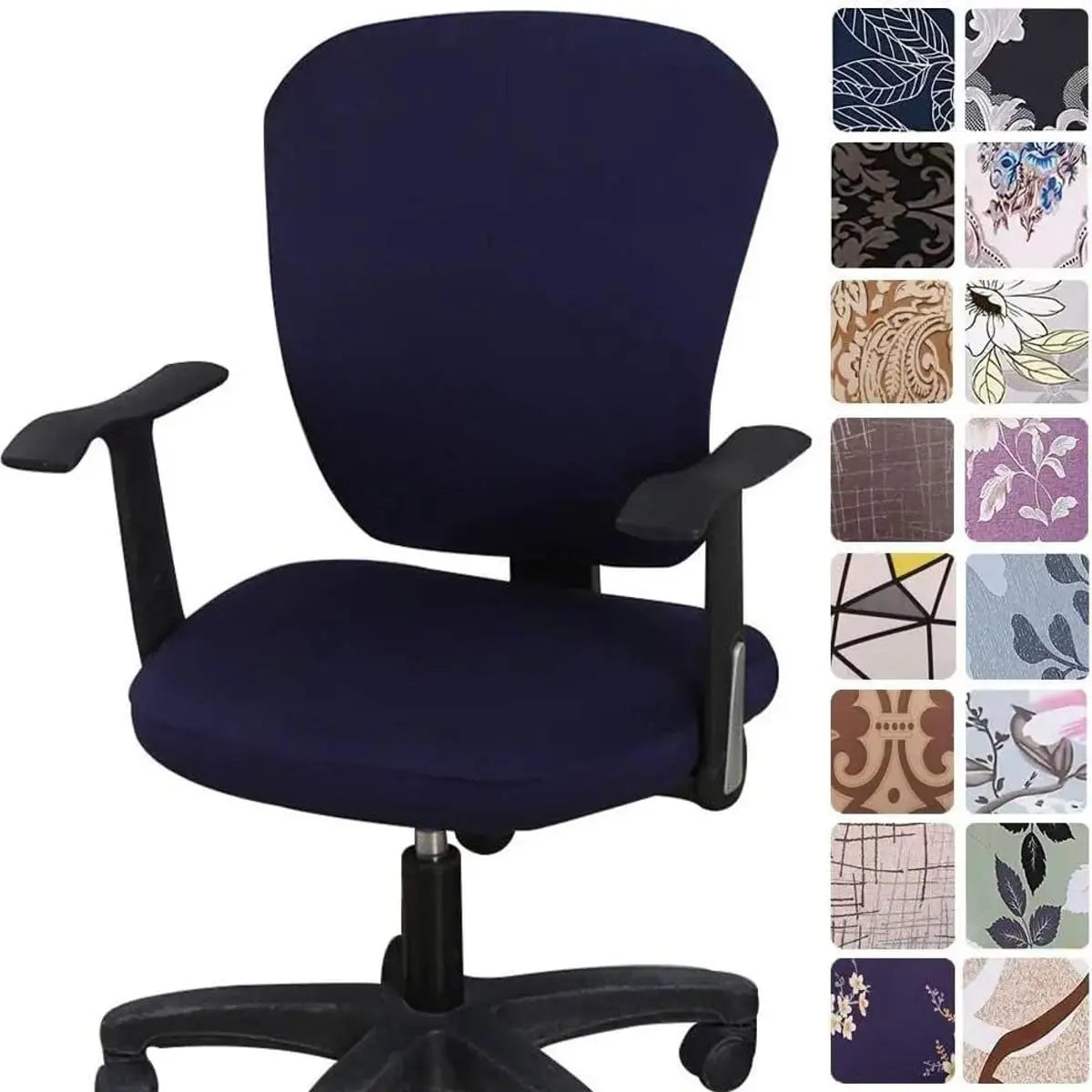 Stretchable Melaluxe universal office chair cover for small chairs, shown in a vibrant color, fits snugly over a compact office chair.