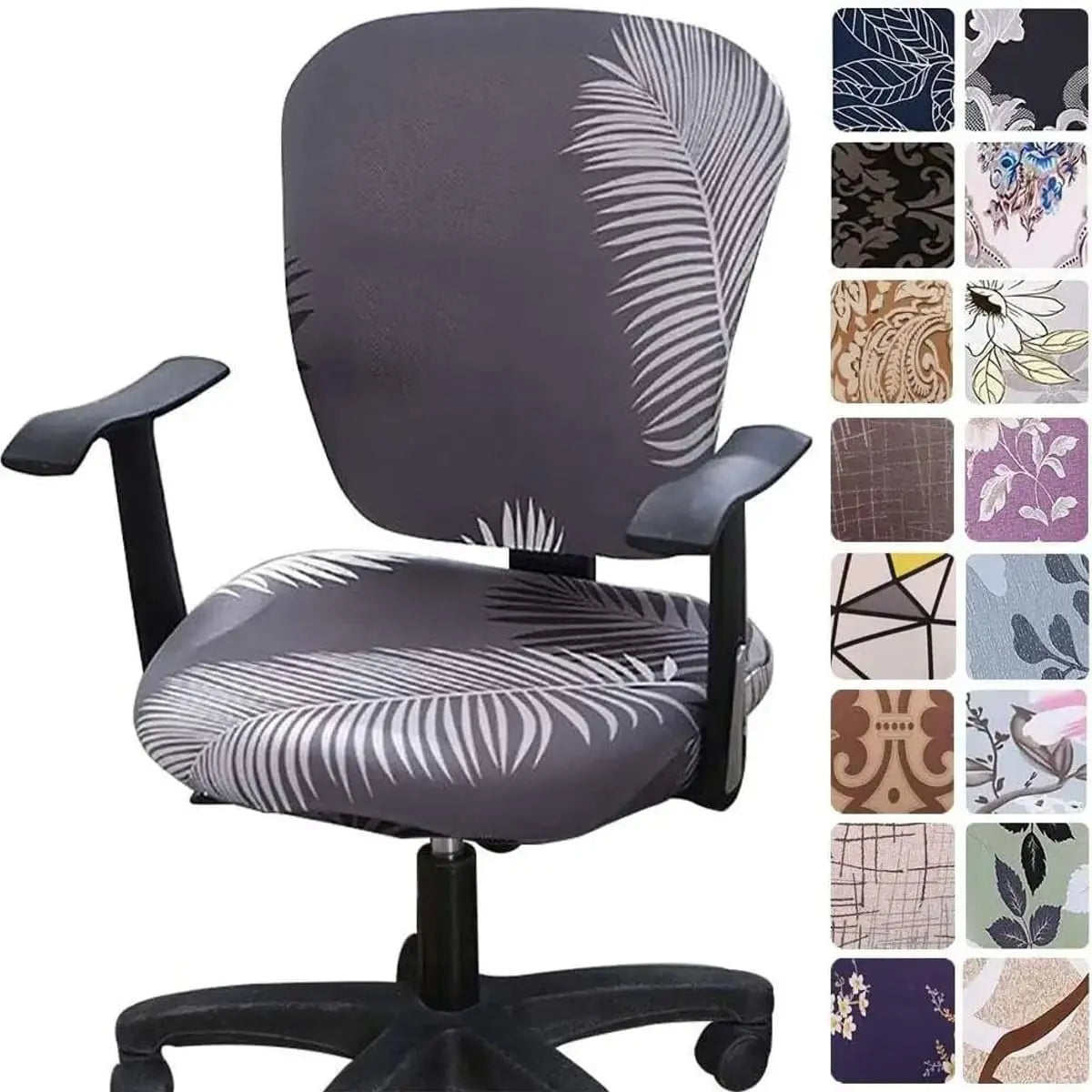 Melaluxe stretchable universal office chair cover for small chairs, featuring a colorful fabric design and snug fit.