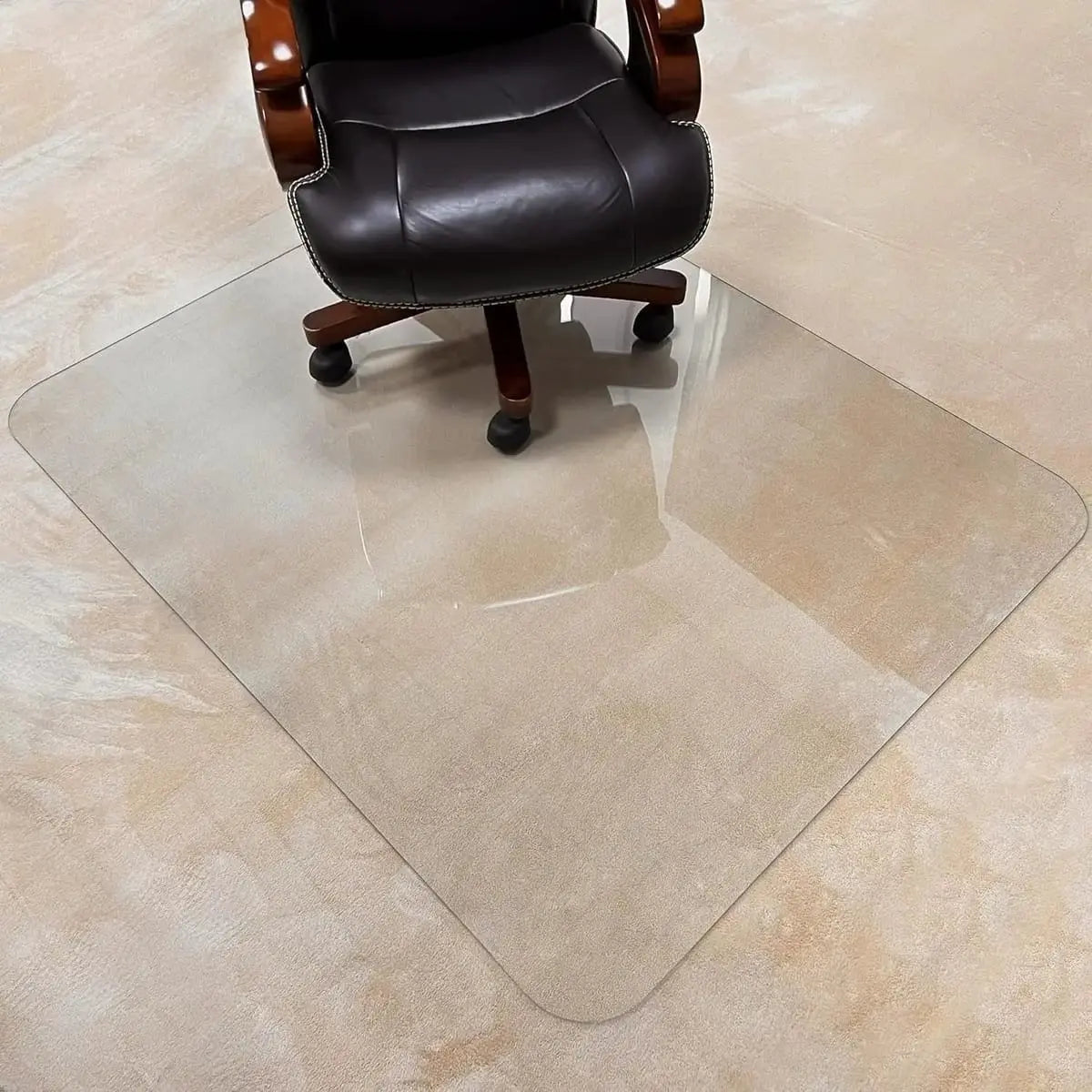 MuArts crystal clear chair mat for carpets and hard floors, 54x32 inches, heavy-duty 0.2 inch thick, durable and transparent.