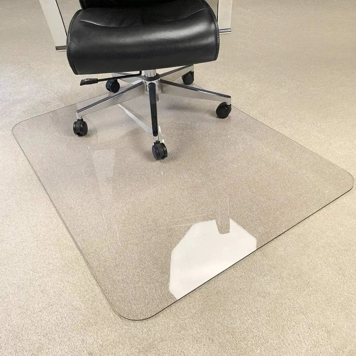 Crystal Clear MuArts chair mat for carpets and hard floors, 54x32 inch, heavy-duty 0.2 inch thick, transparent and durable.