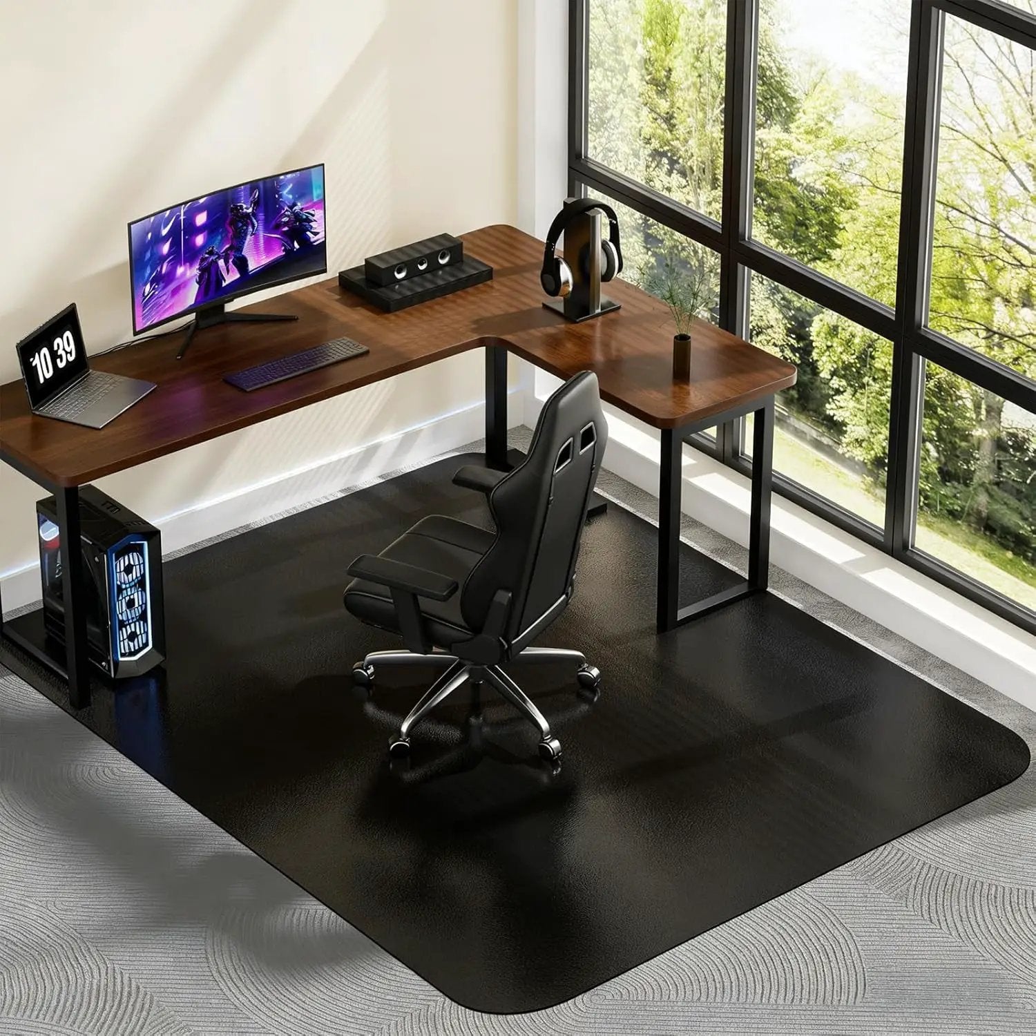 MZLCDW 48x60 heavy-duty office chair mat with non-slip cleats designed for low-pile carpet flooring.