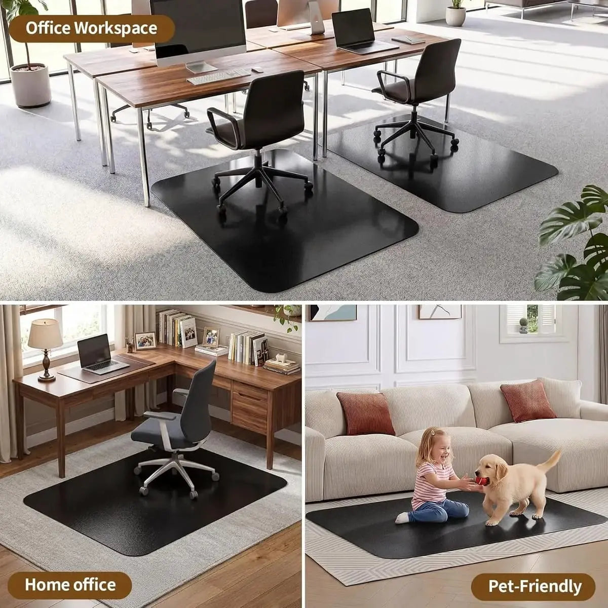 Heavy-duty 48x60 MZLCDW office chair mat for carpet with non-slip cleats, designed for low-pile carpets, durable and protective.