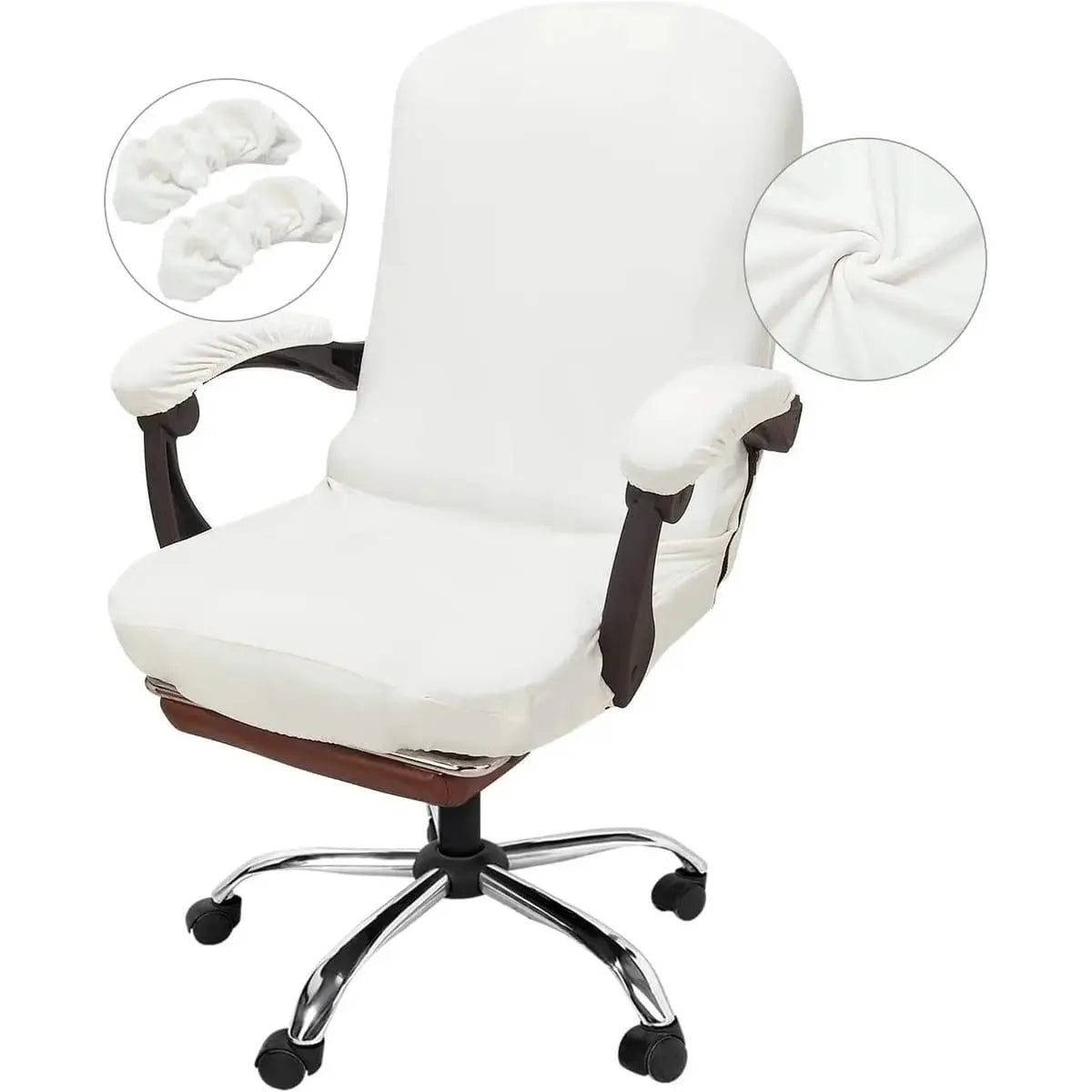 Black stretchable Jacquard office chair cover with armrests by NeColorLife, designed to fit large chairs comfortably.