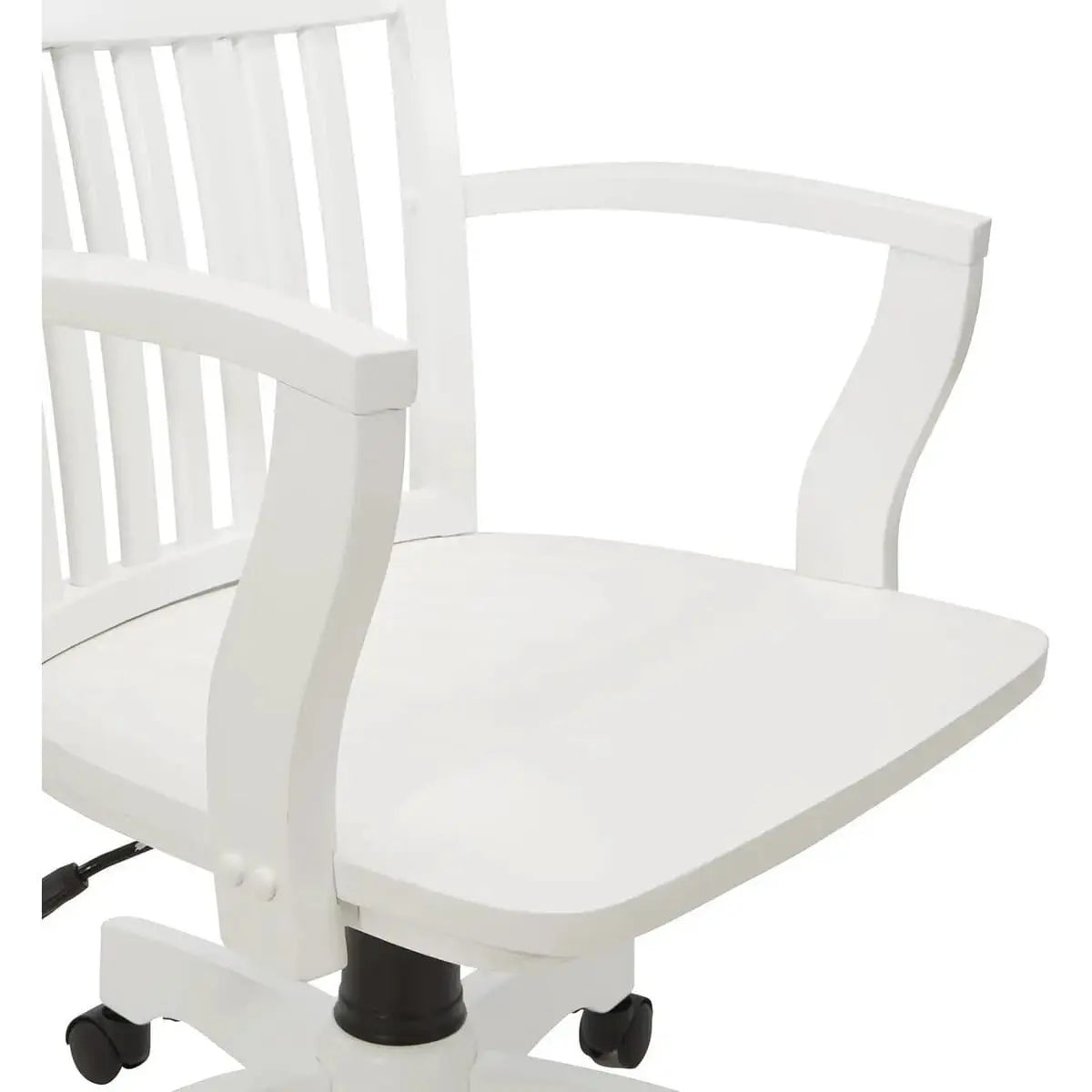 Office Star Products OSP Classic Wood Banker's Chair with adjustable height, featuring a white finish and traditional wooden design.