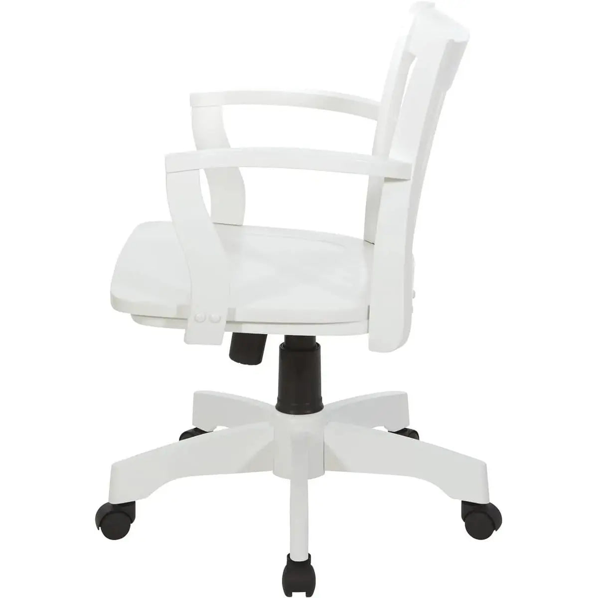 Office Star Products OSP Classic Wood Banker’s Chair with adjustable height and white finish, designed for home office comfort.