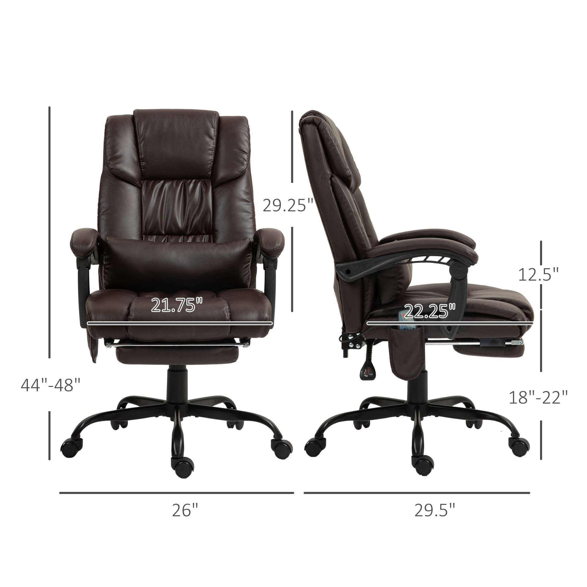 Massage office chair dimensions diagram