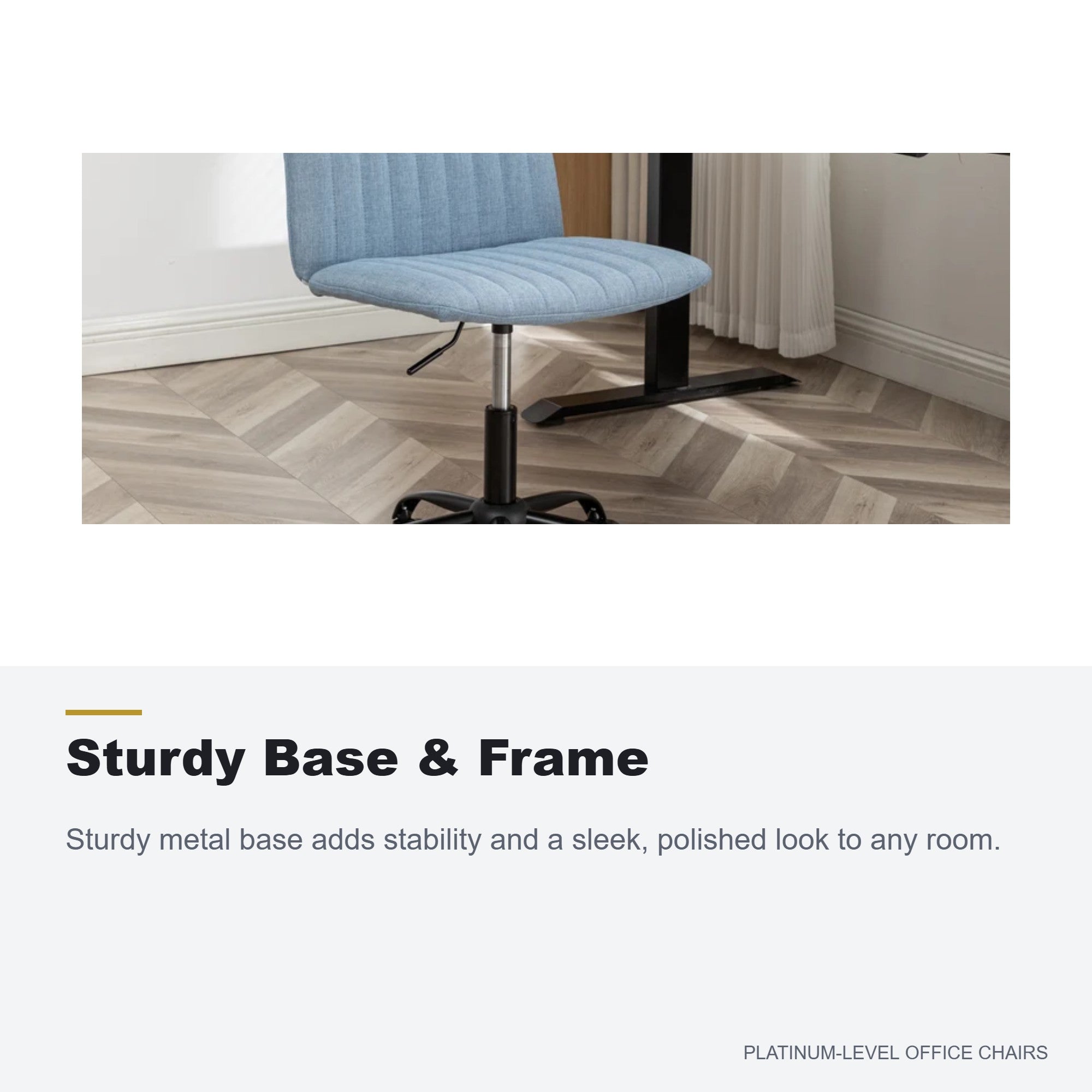 Masar Blue Fabric Swivel Office Chair with Metal Base