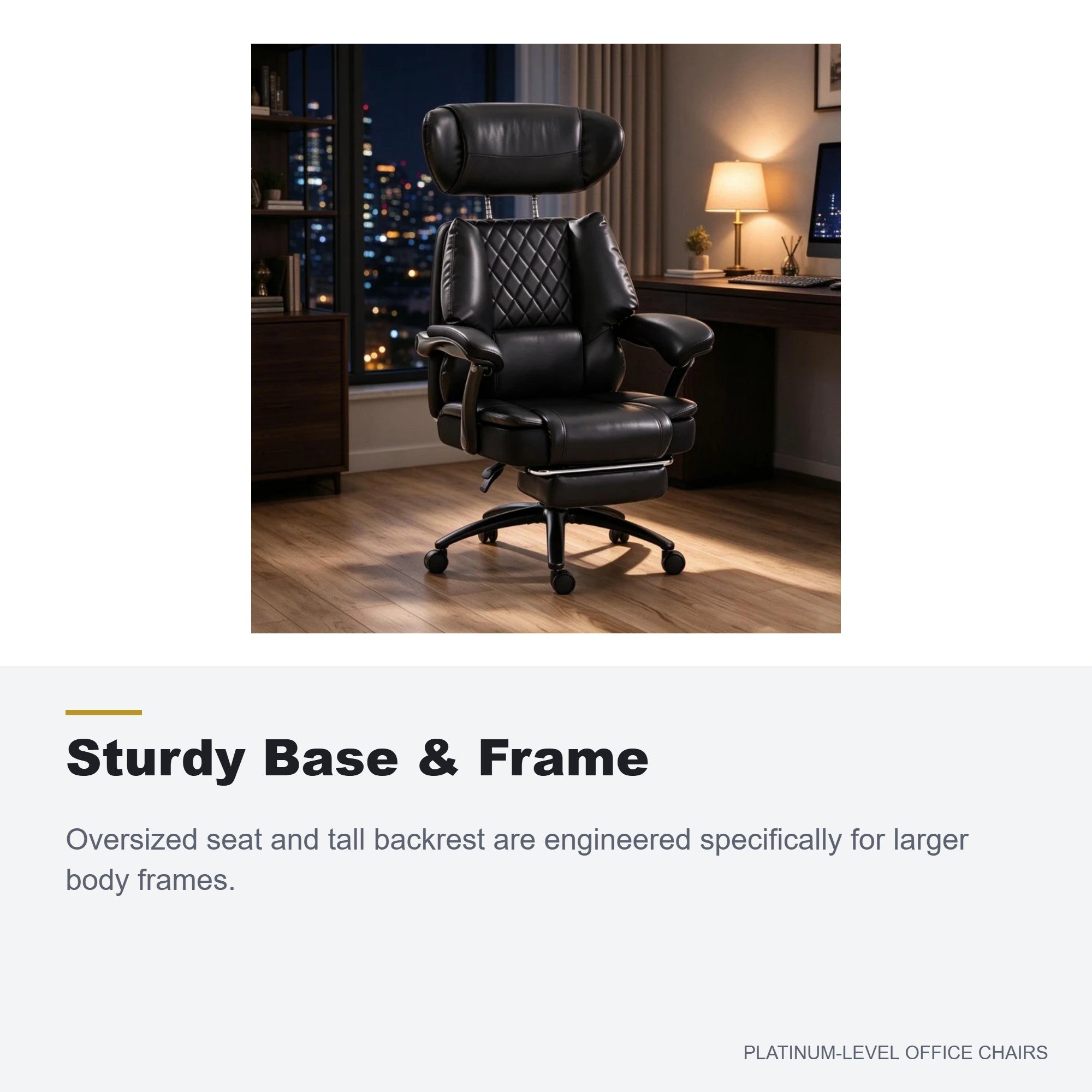 Black 500lbs Big and Tall Reclining Office Chair with Footrest - Platinum-Level Office Chairs