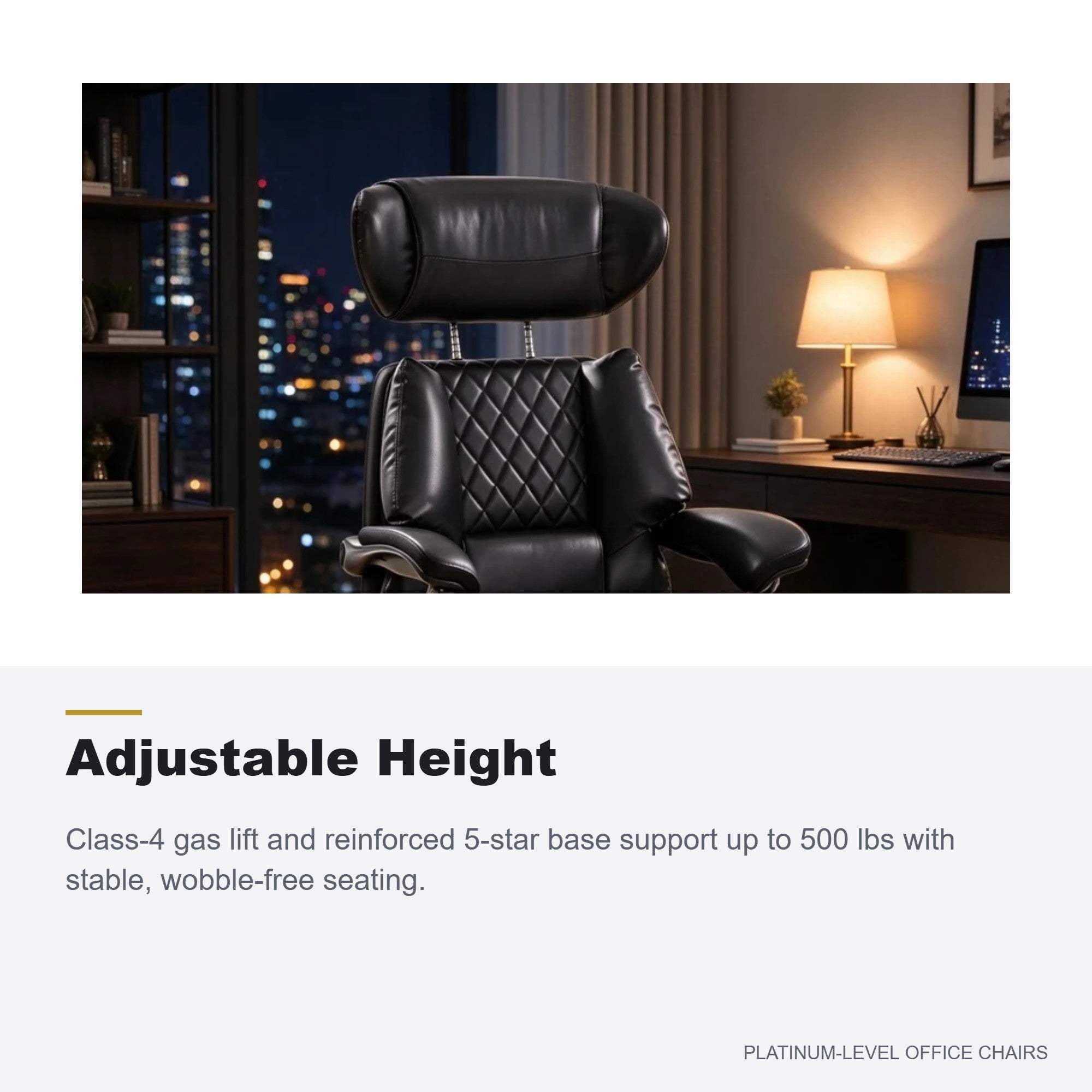 Black 500lbs Big and Tall Reclining Office Chair with Footrest - Platinum-Level Office Chairs