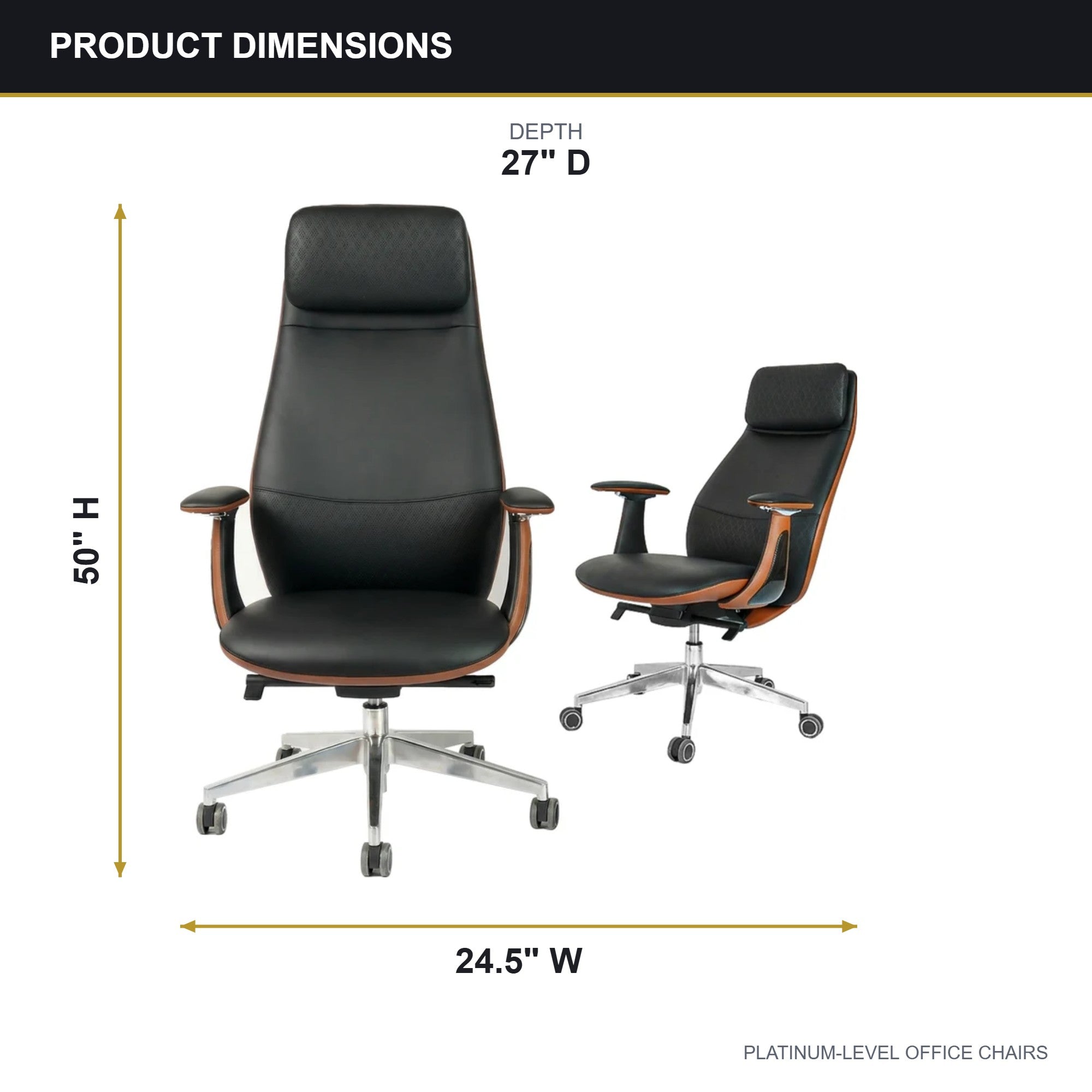 FurniBaron Dark Brown Leather High Back Office Chair 400lbs - Platinum-Level Office Chairs