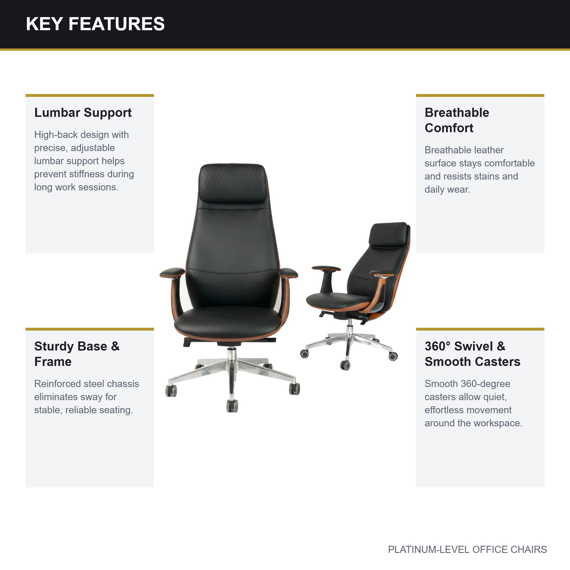 FurniBaron Dark Brown Leather High Back Office Chair 400lbs - Platinum-Level Office Chairs