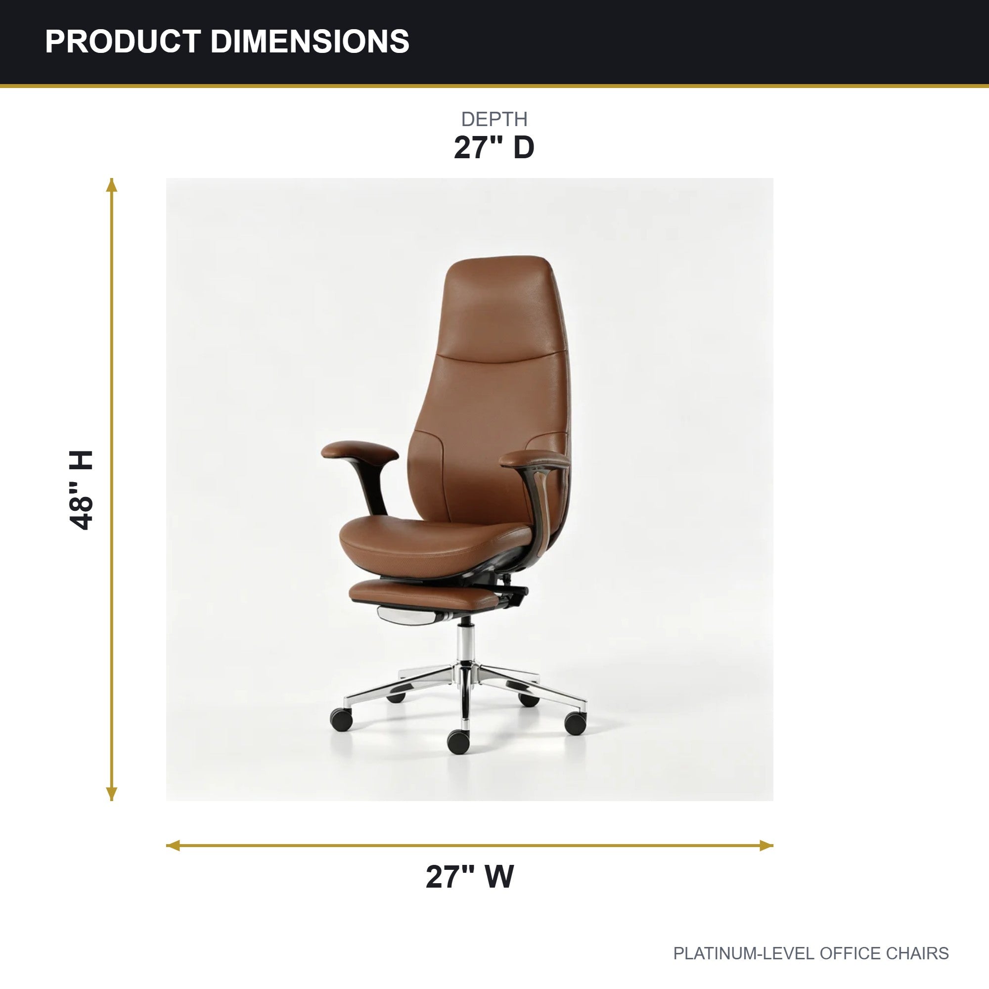 FurniBaron Brown Full-Grain Leather Executive Chair Footrest - Platinum-Level Office Chairs