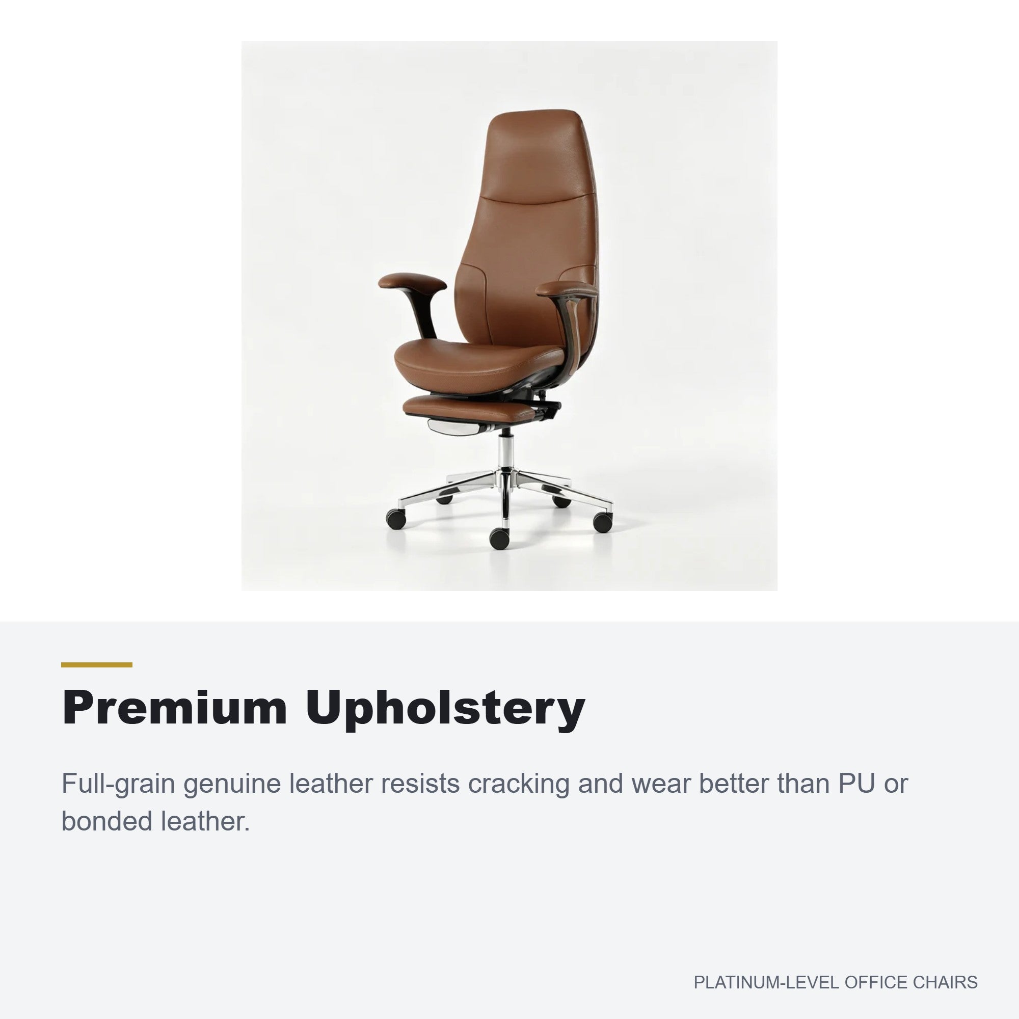 FurniBaron Brown Full-Grain Leather Executive Chair Footrest - Platinum-Level Office Chairs