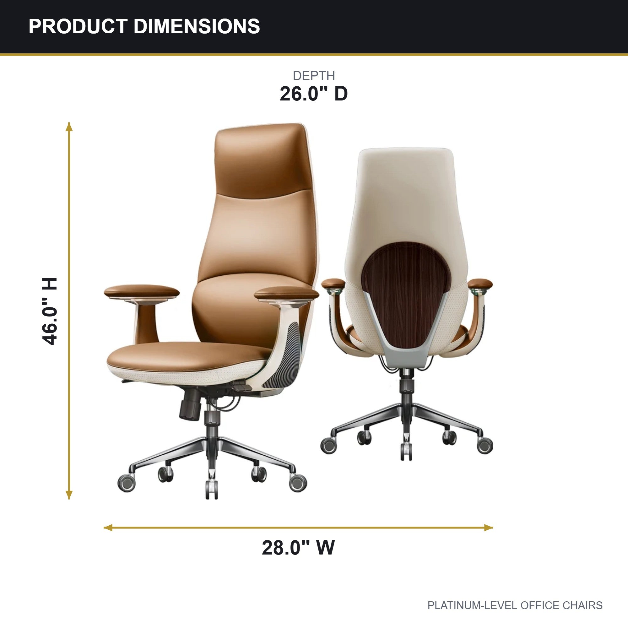 Ergonomic Brown Leather Executive Chair, 400lb Capacity - Platinum-Level Office Chairs