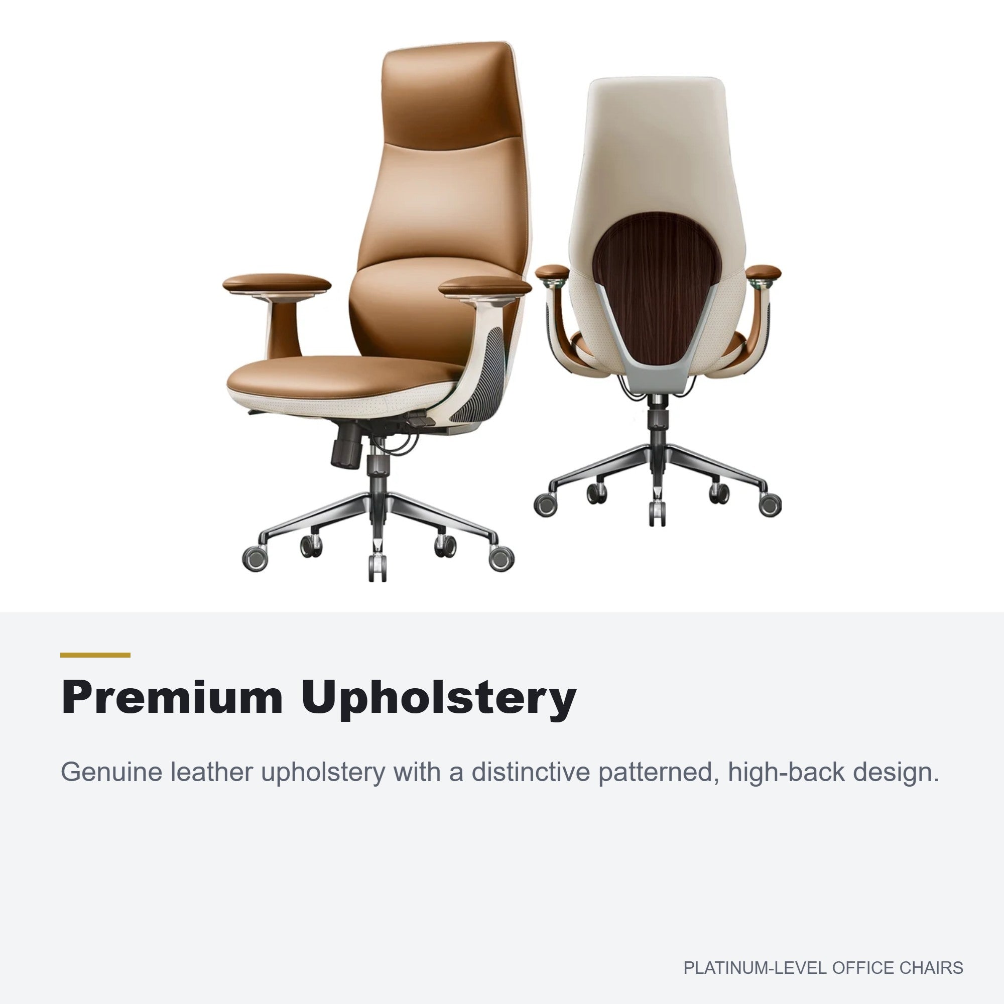 Ergonomic Brown Leather Executive Chair, 400lb Capacity - Platinum-Level Office Chairs