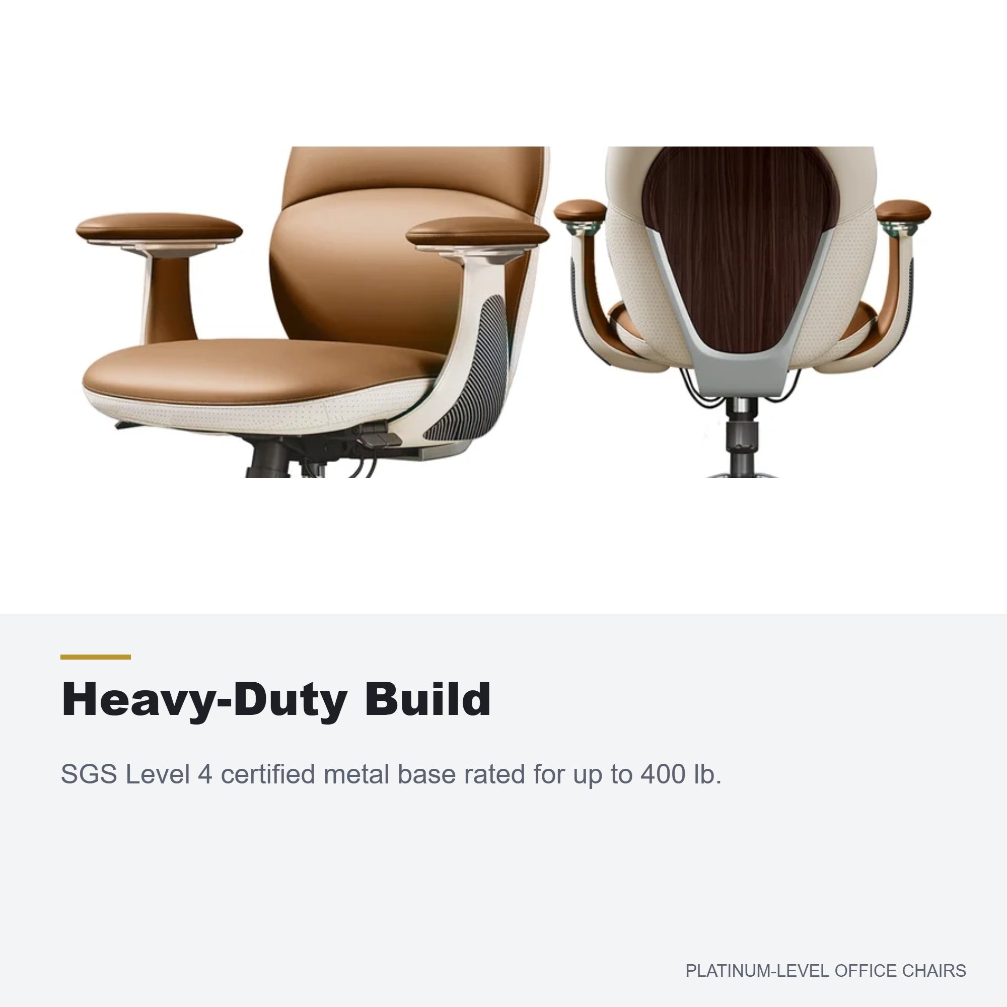 Ergonomic Brown Leather Executive Chair, 400lb Capacity - Platinum-Level Office Chairs