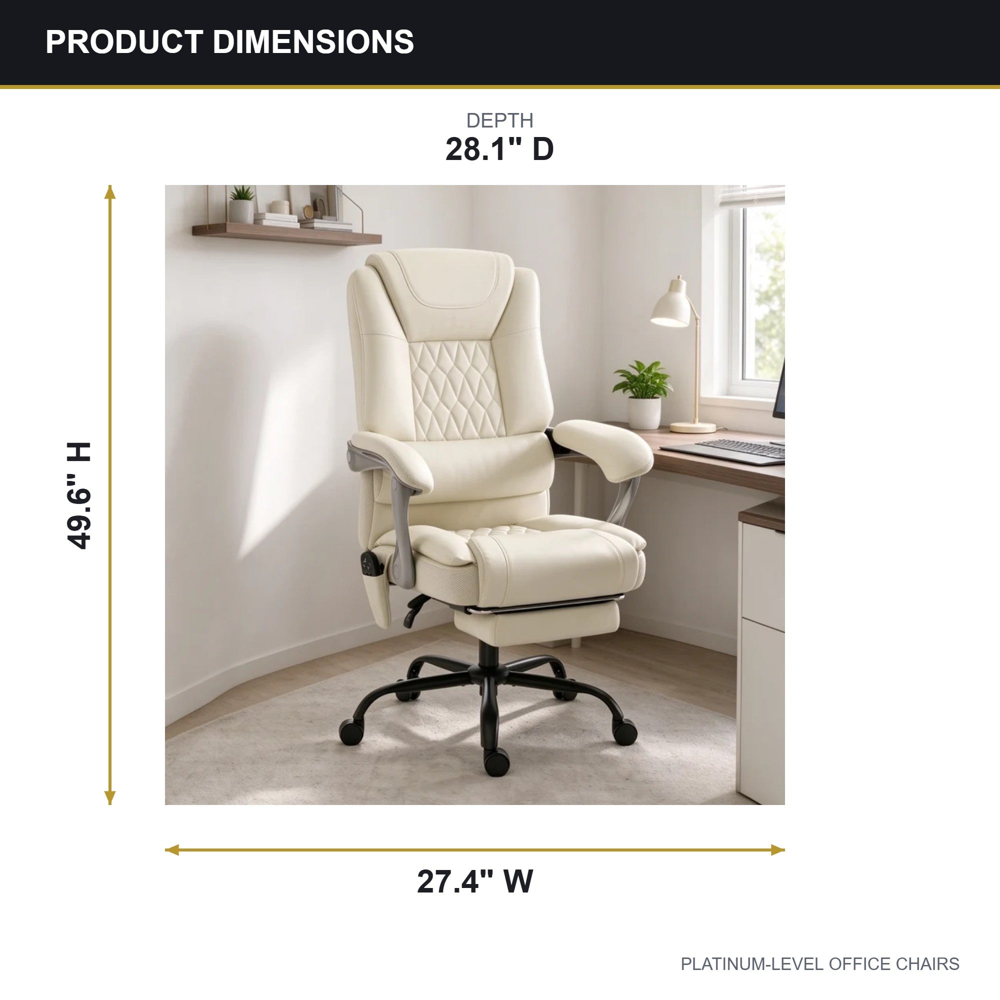 Beige Reclining Massage Office Chair with Heat Therapy - Platinum-Level Office Chairs