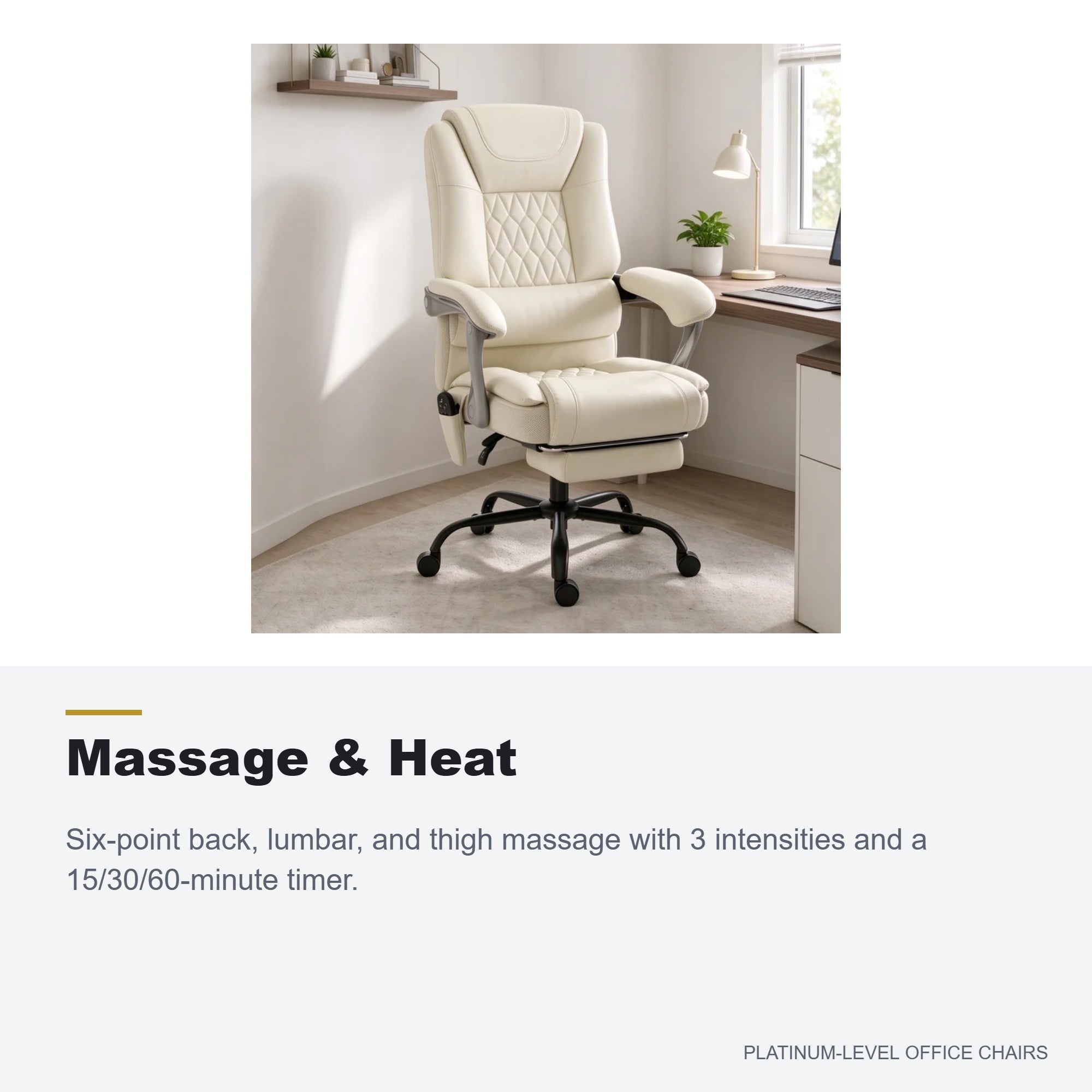 Beige Reclining Massage Office Chair with Heat Therapy - Platinum-Level Office Chairs