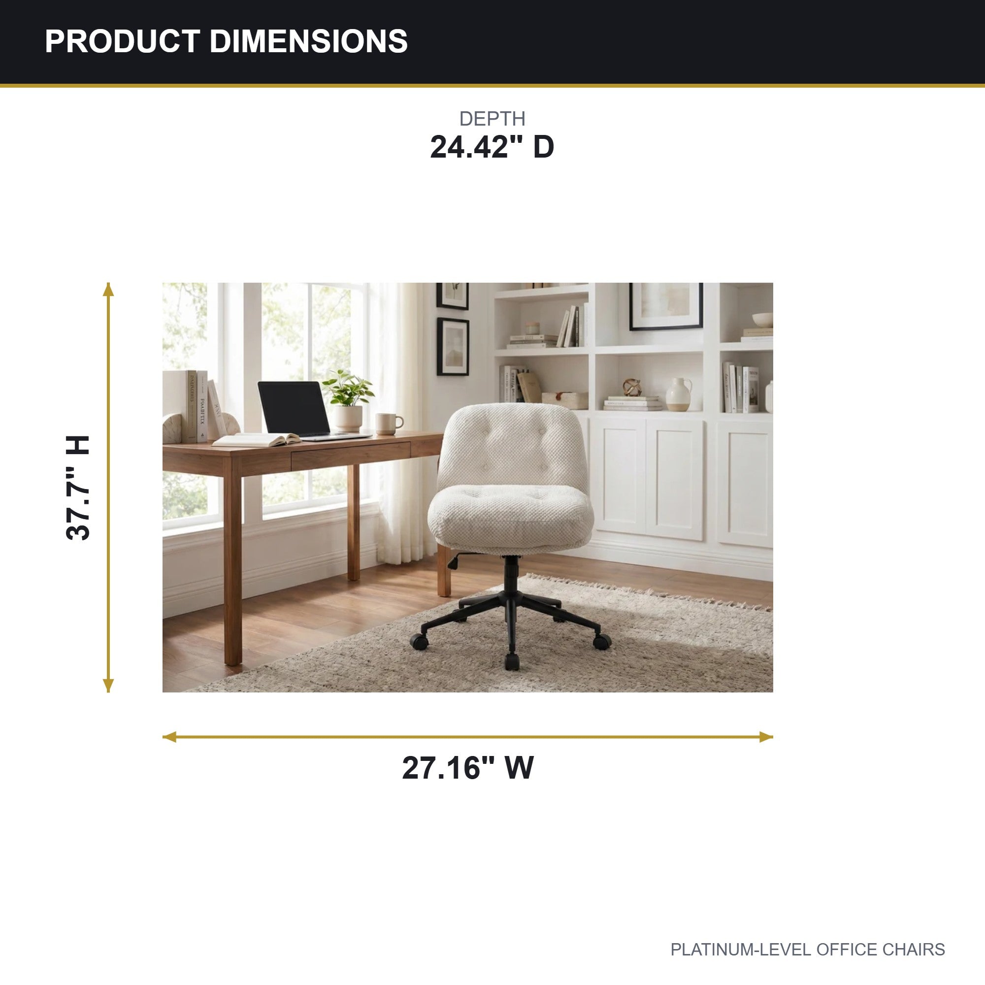 White Cross-Legged Vanity Chair with Swivel Base