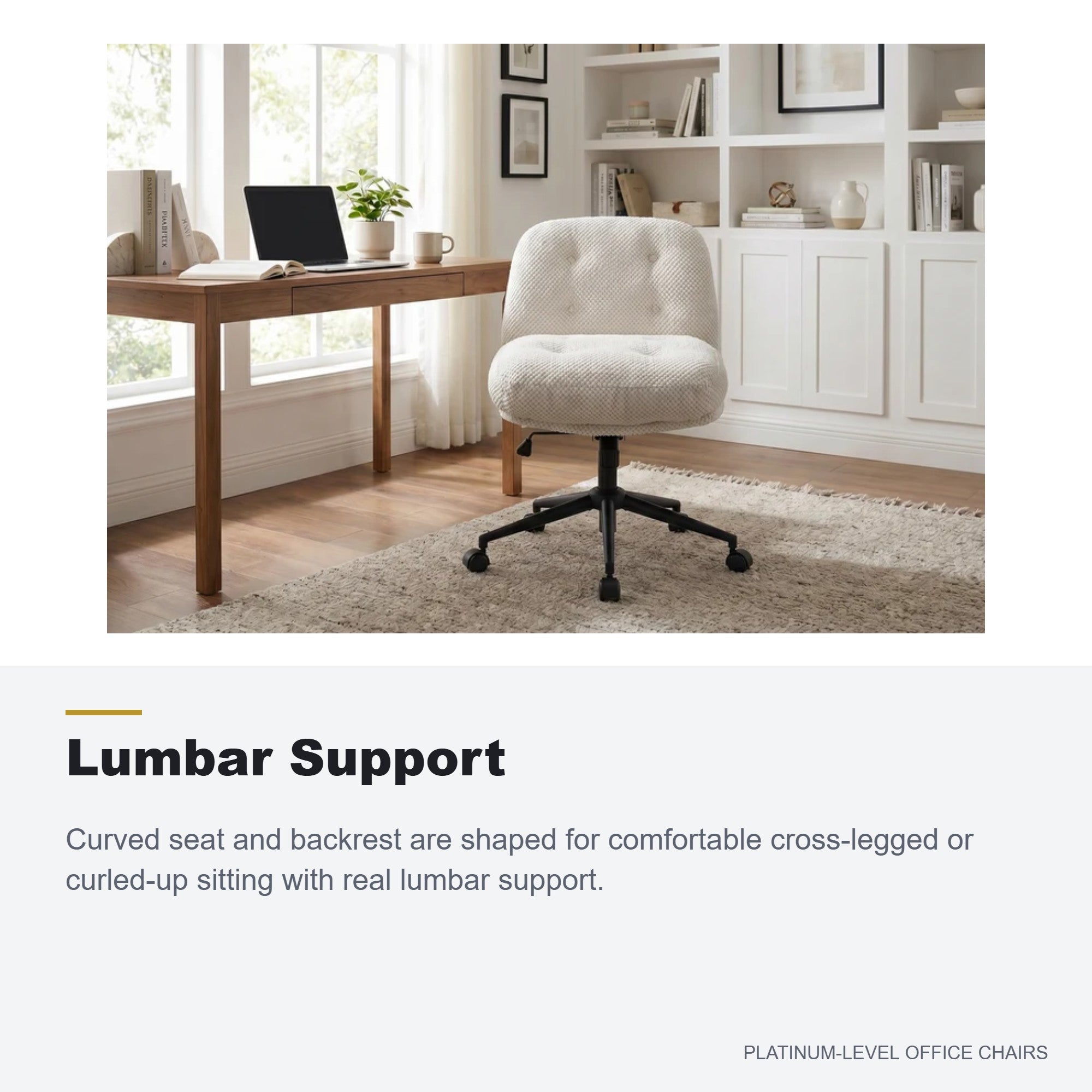 White Cross-Legged Vanity Chair with Swivel Base