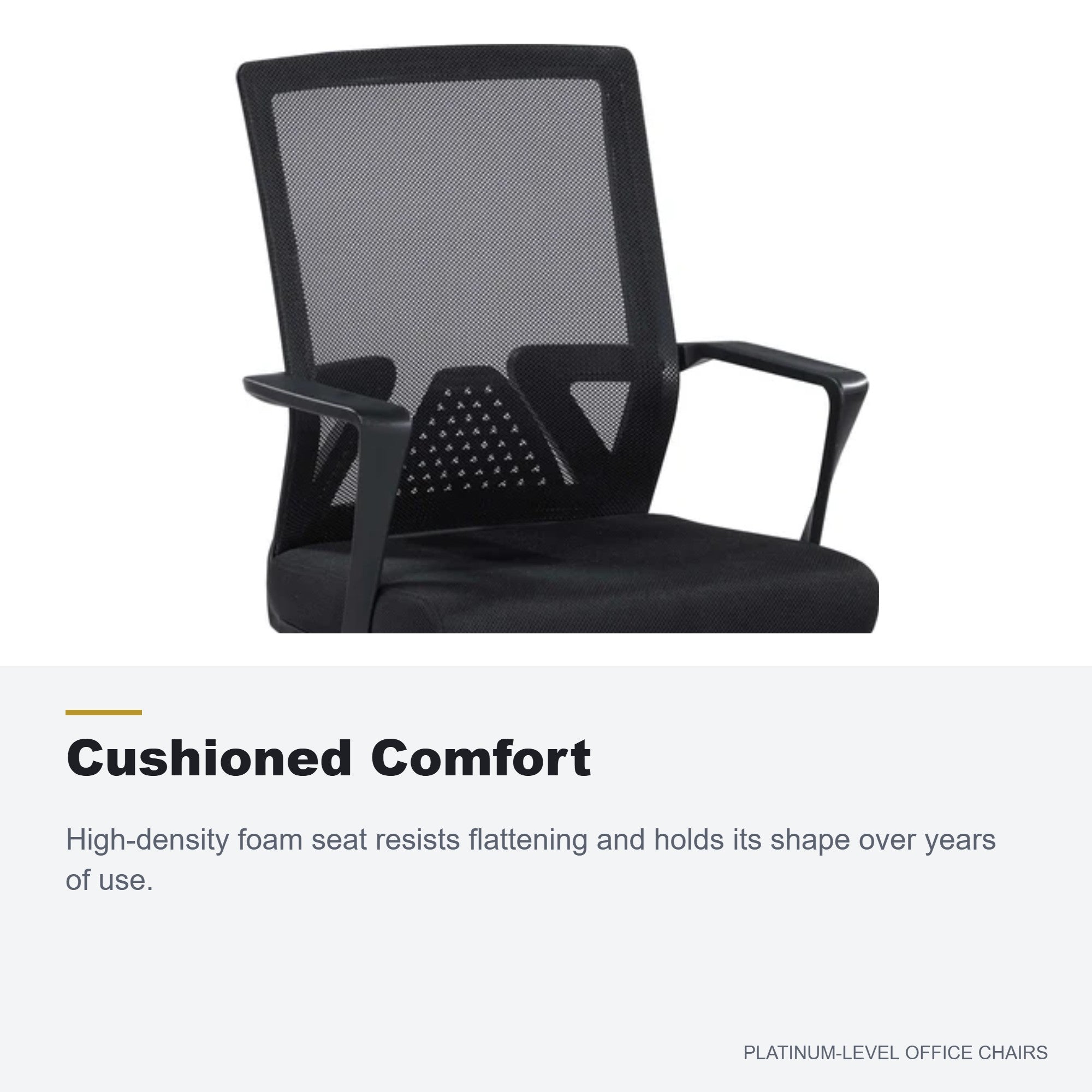 Black Mesh Office Chair with Armrests and Mid-Back Support