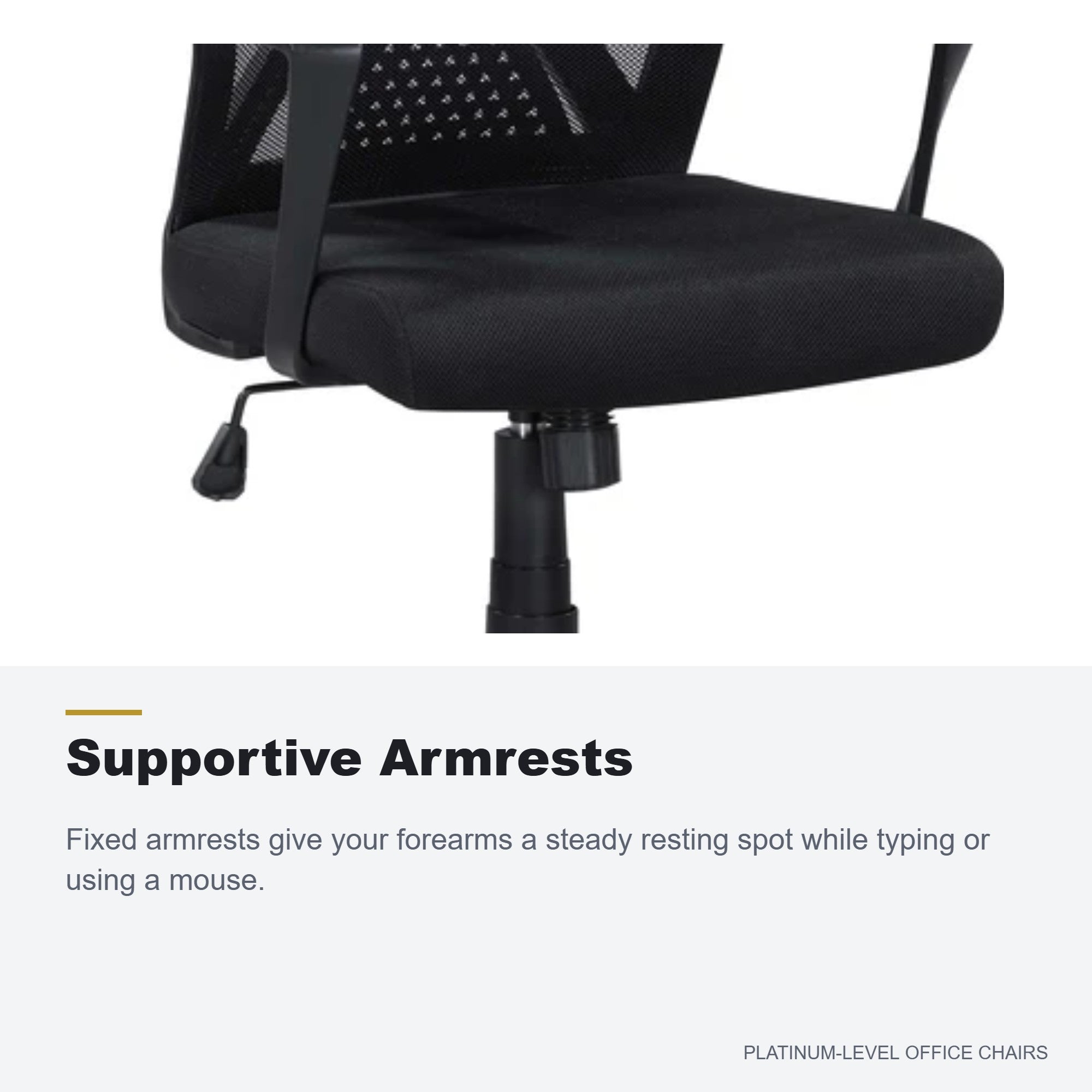 Black Mesh Office Chair with Armrests and Mid-Back Support