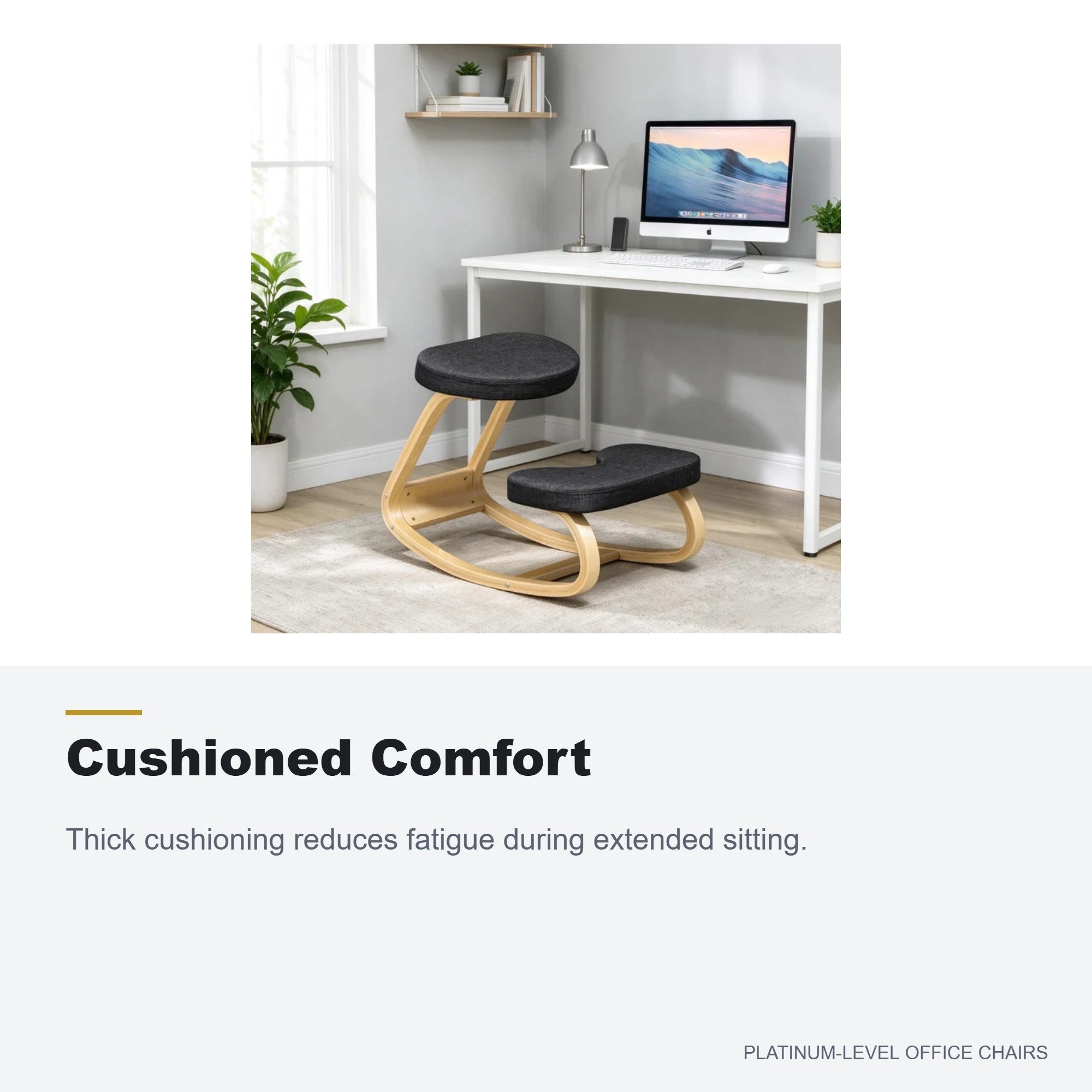 Ergonomic Rocking Kneeling Chair with Bentwood Frame, Black